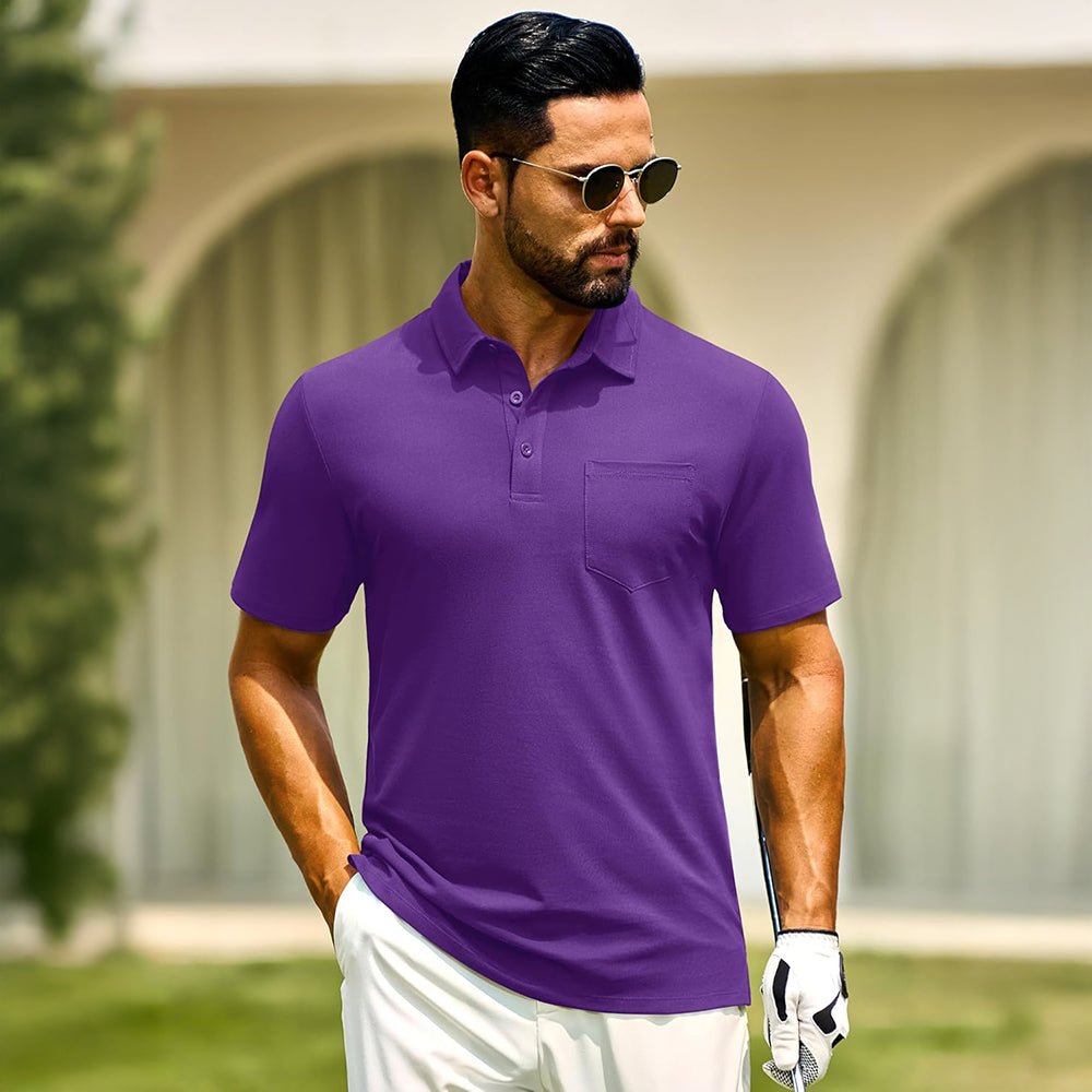 Men's Cotton Polo Shirts - Breathable Short Sleeve Golf Tee