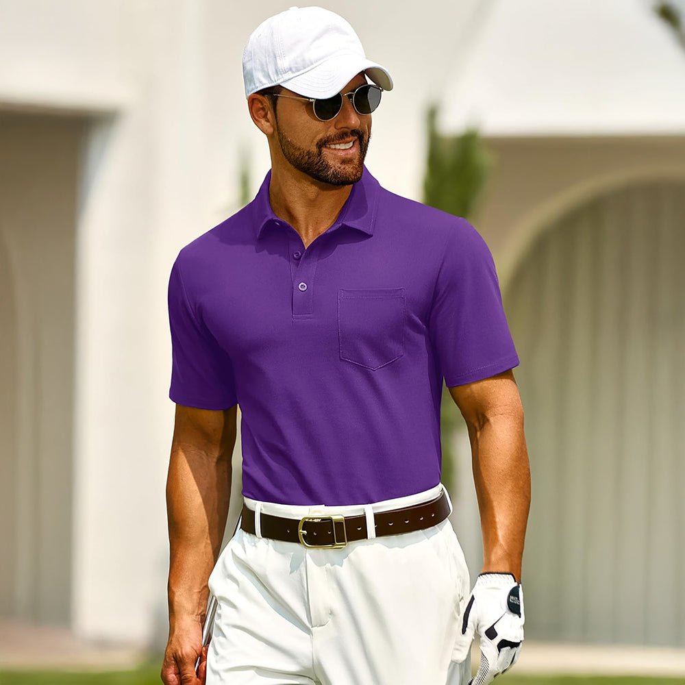 Men's Cotton Polo Shirts - Breathable Short Sleeve Golf Tee