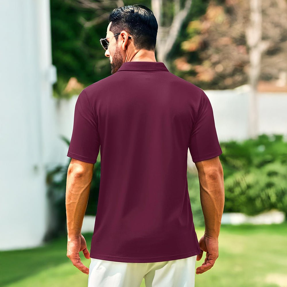 Men's Cotton Polo Shirts - Breathable Short Sleeve Golf Tee