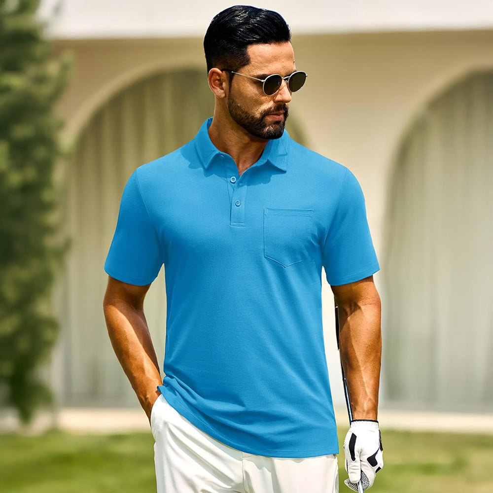 Men's Cotton Polo Shirts - Breathable Short Sleeve Golf Tee