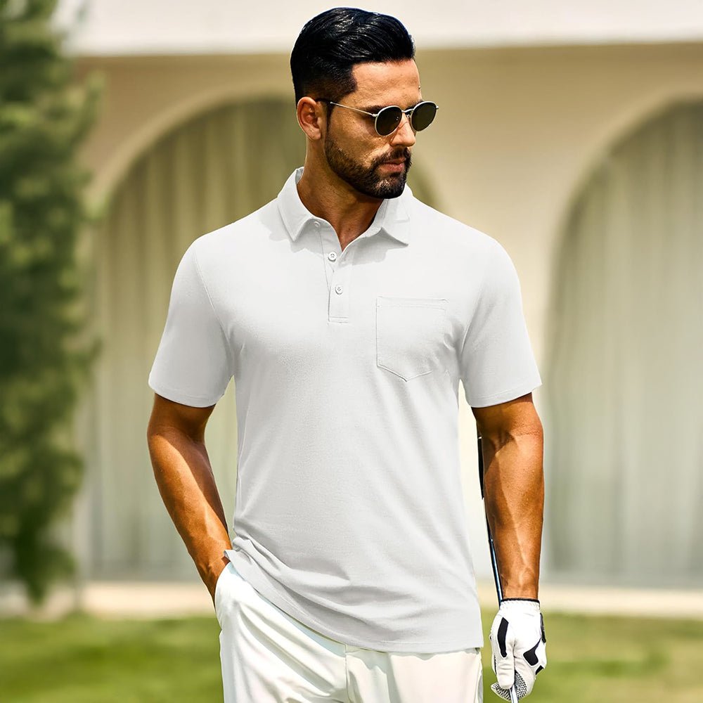 Men's Cotton Polo Shirts - Breathable Short Sleeve Golf Tee
