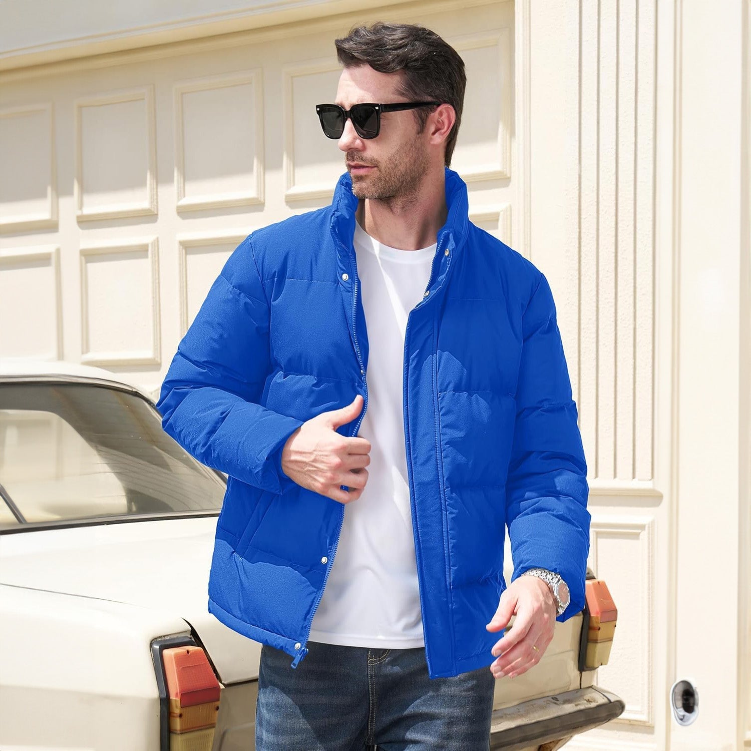 Men's Warm Down Puffer Jacket, Water-Resistant & Windproof