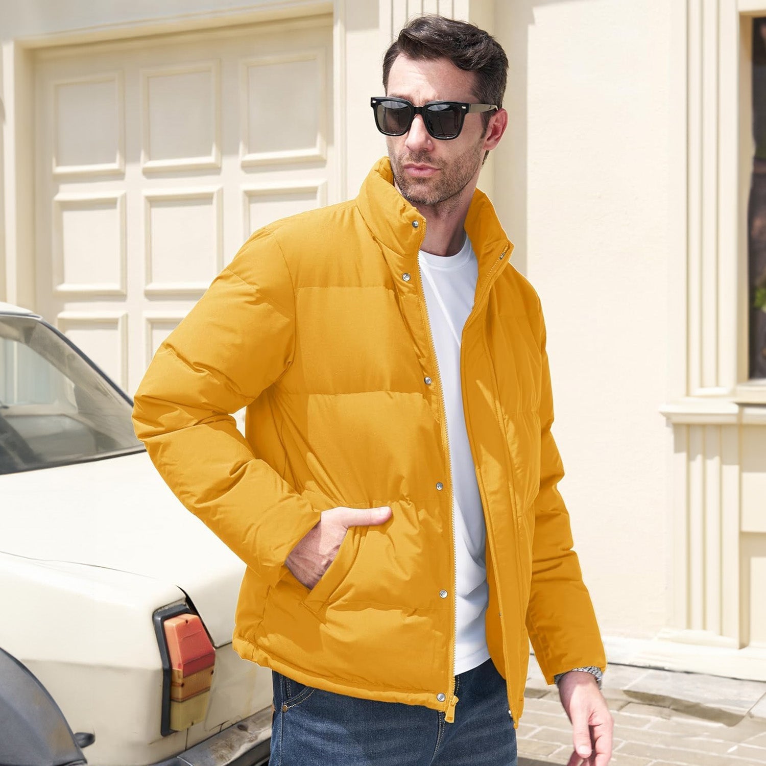 Men's Warm Down Puffer Jacket, Water-Resistant & Windproof