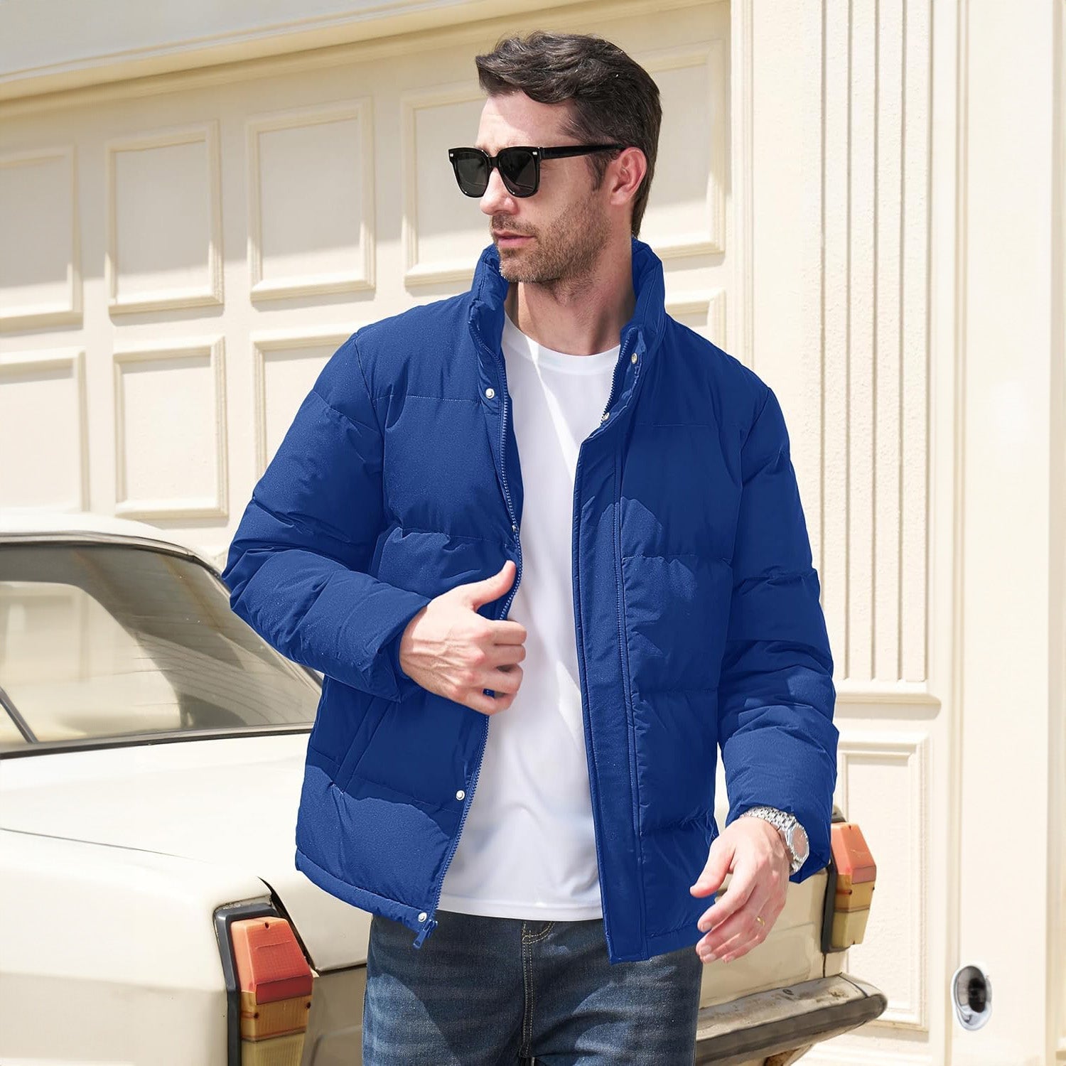 Men's Warm Down Puffer Jacket, Water-Resistant & Windproof
