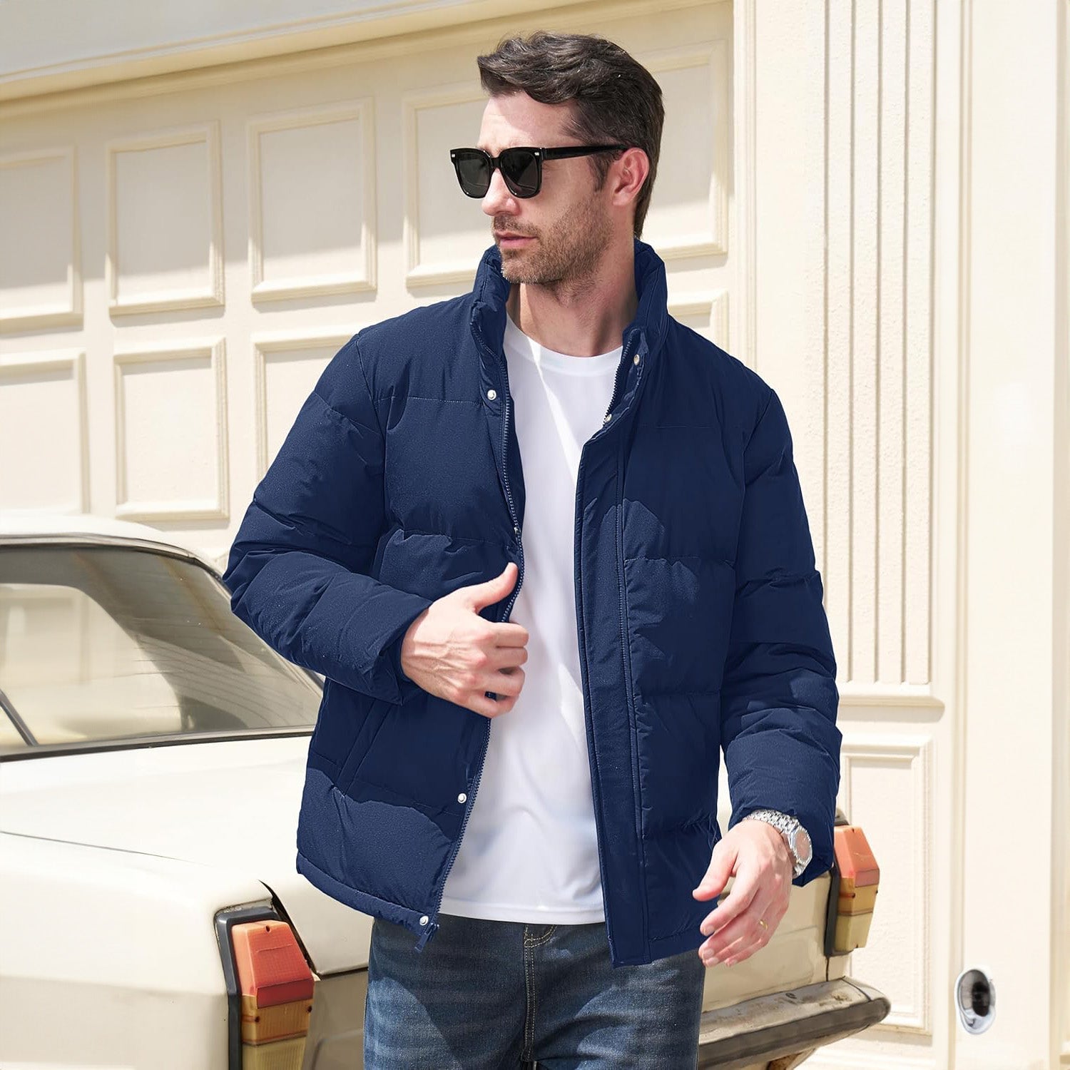 Men's Warm Down Puffer Jacket, Water-Resistant & Windproof
