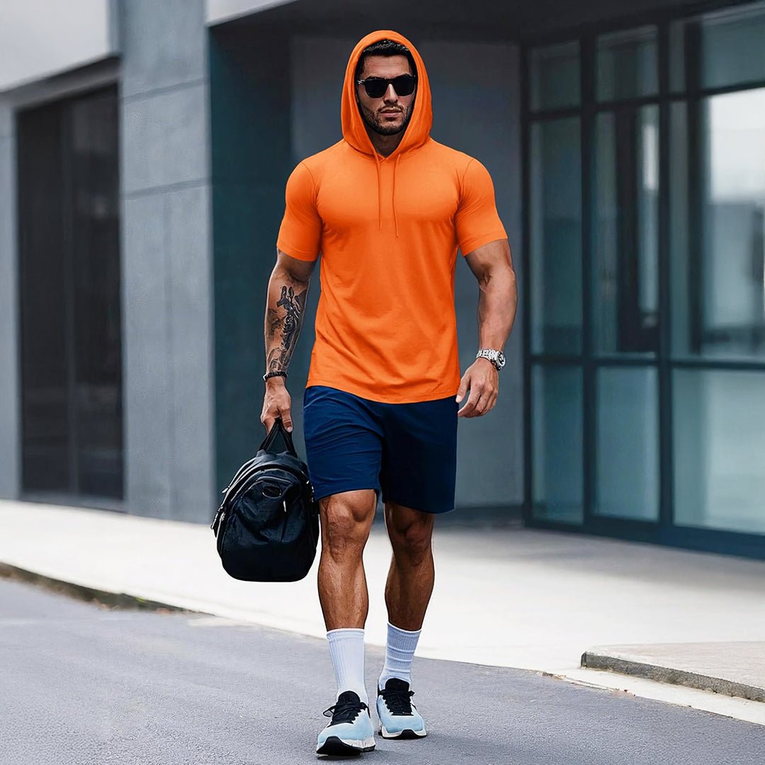 Mens Fashion Athletic Hoodies T-shirt Sport Sweatshirt Solid Color