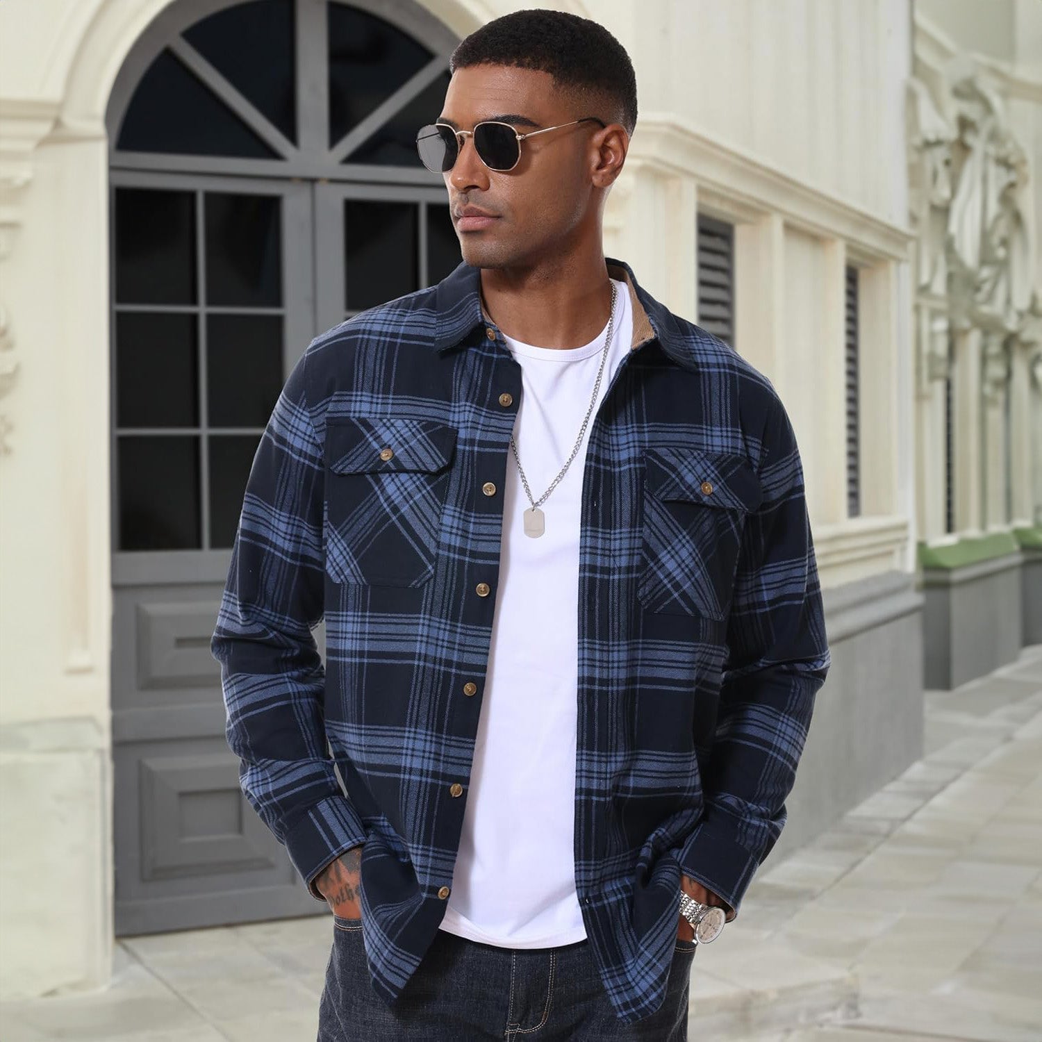 Men's Lightweight Flannel Shirt Jacket