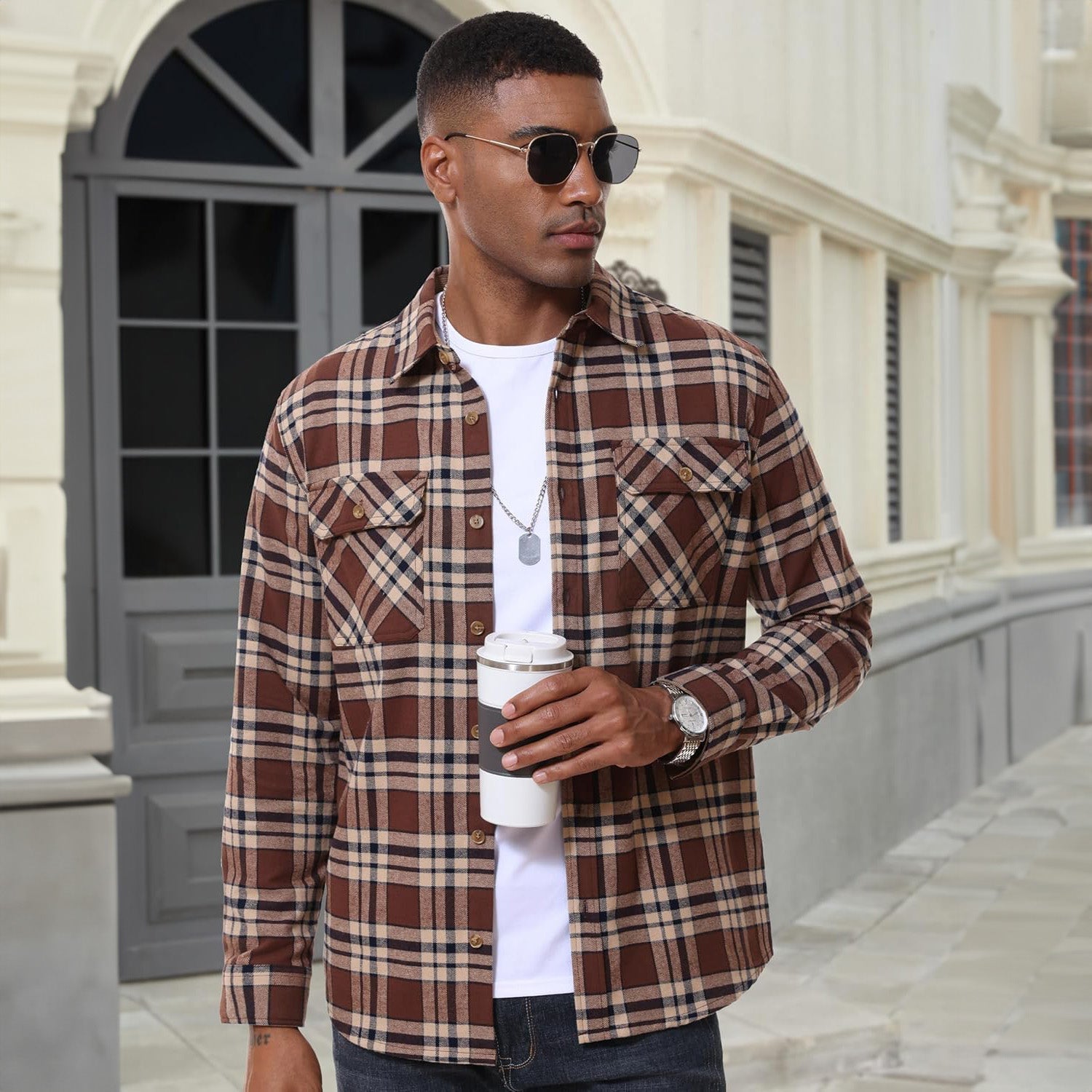 Men's Lightweight Flannel Shirt Jacket