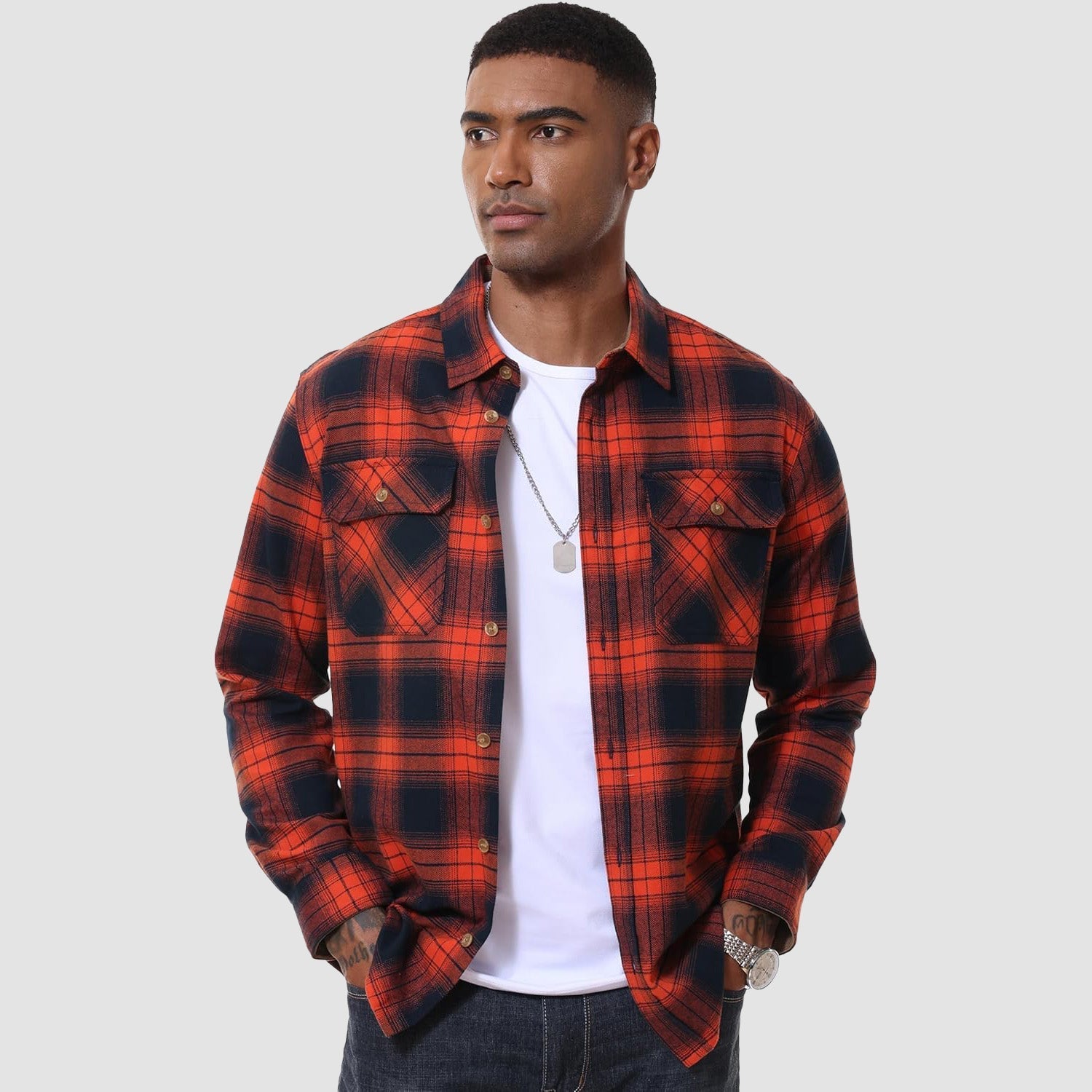 Men's Lightweight Flannel Shirt Jacket