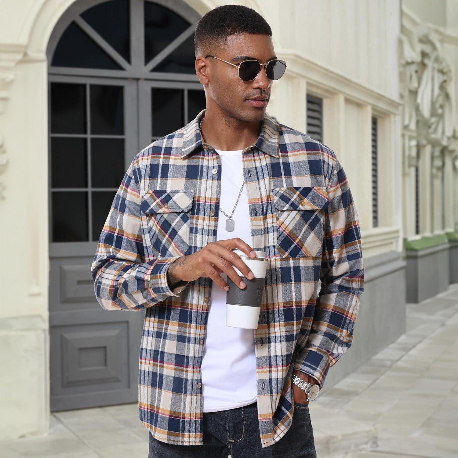 Men's Lightweight Flannel Shirt Jacket