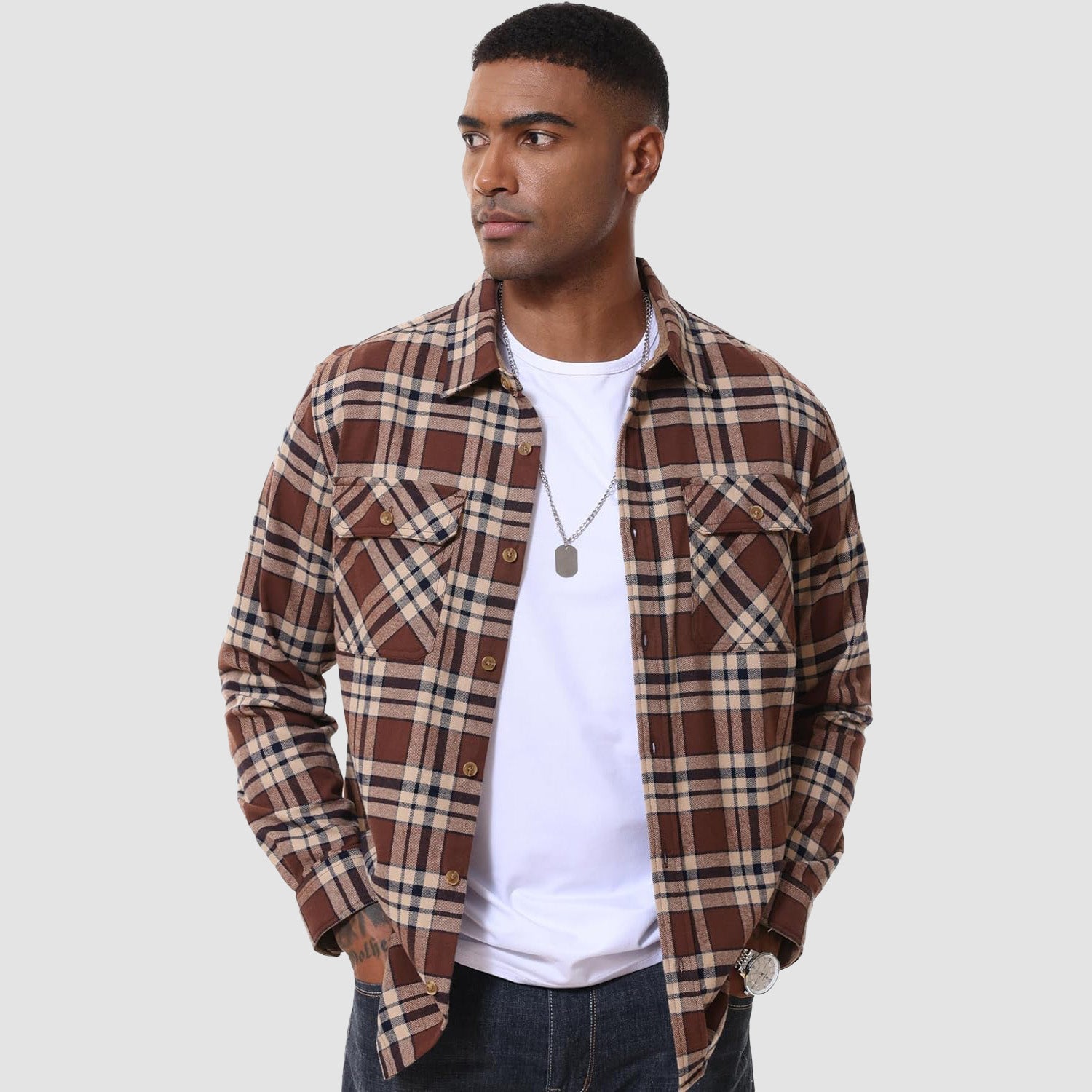 Men's Lightweight Flannel Shirt Jacket