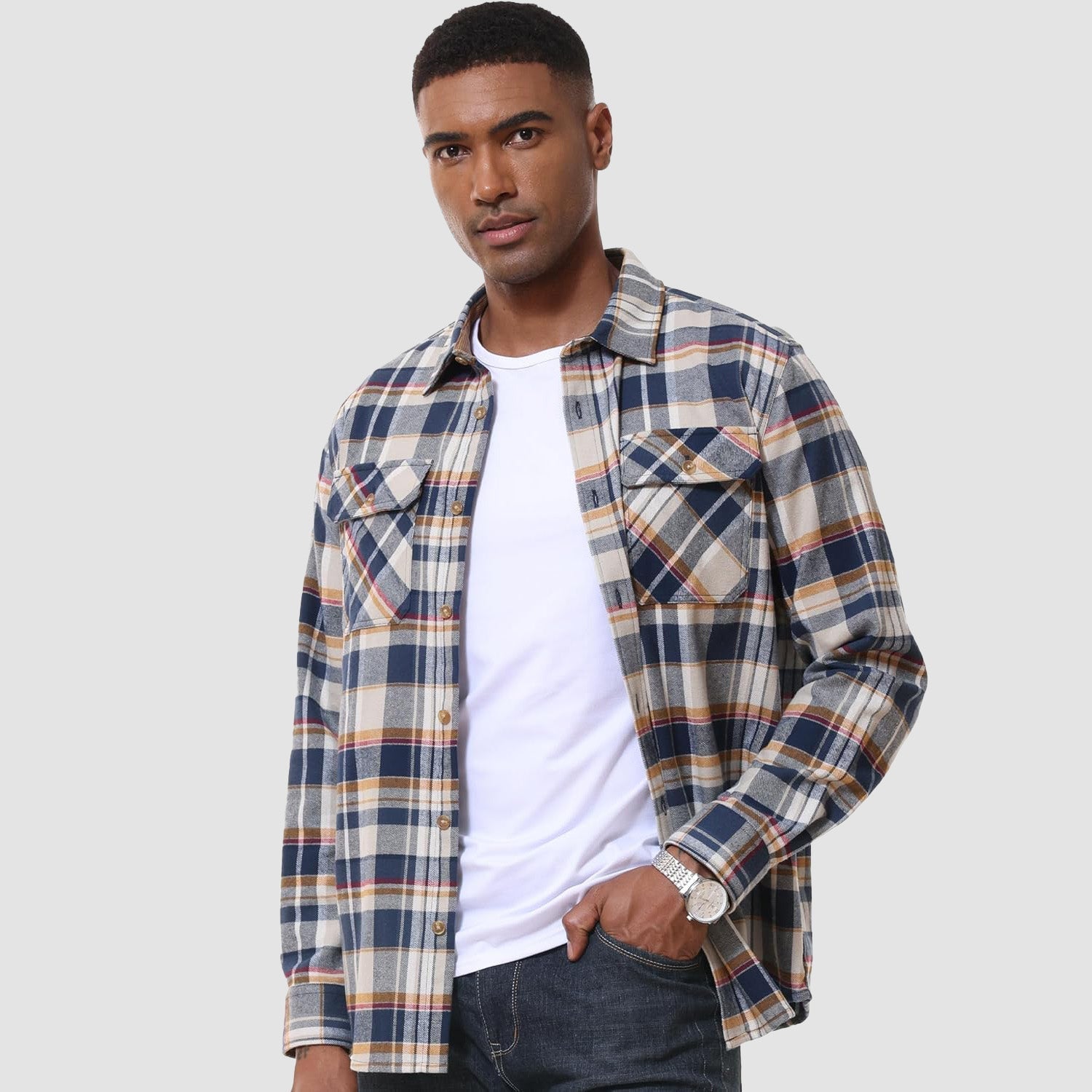 Men's Lightweight Flannel Shirt Jacket