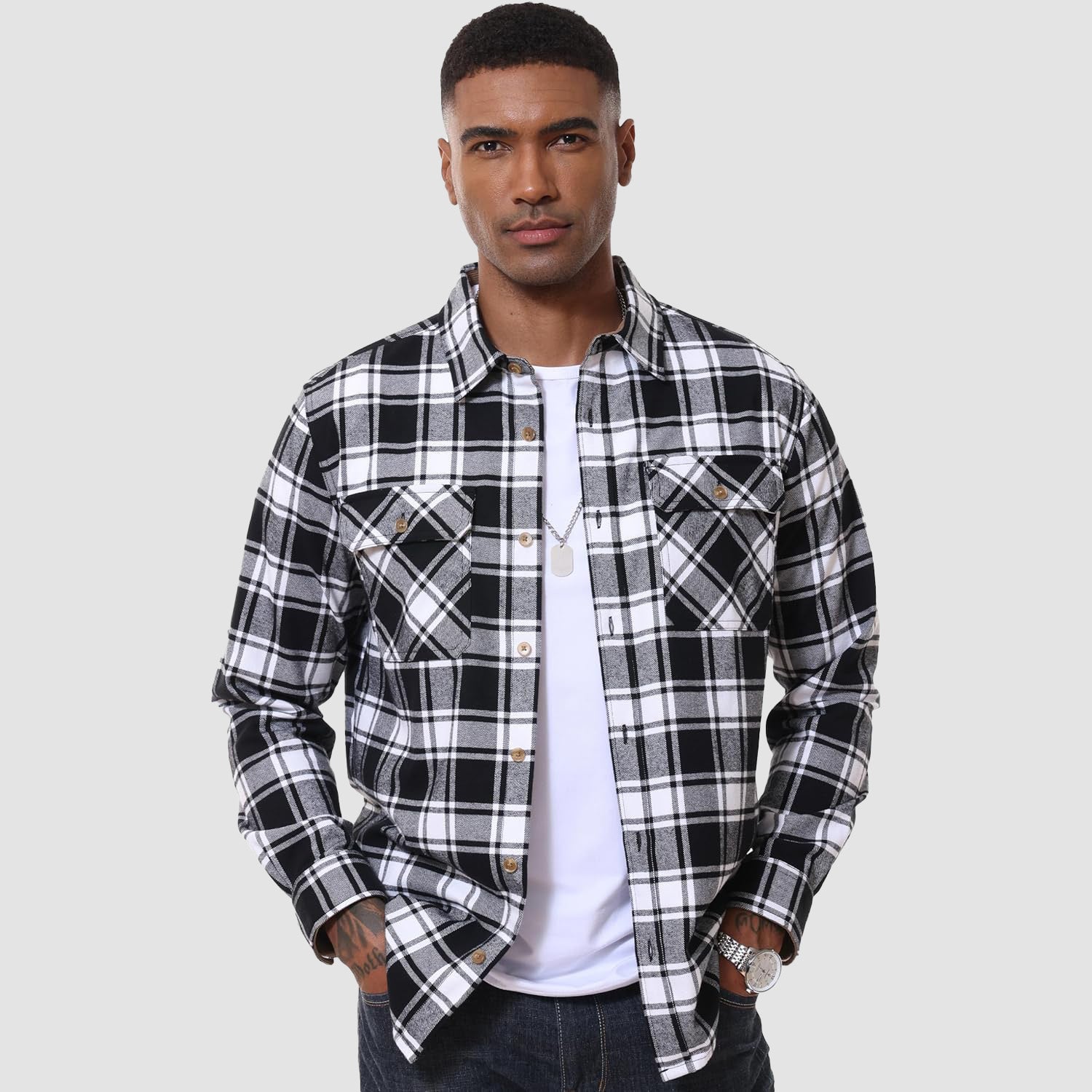 Men's Lightweight Flannel Shirt Jacket