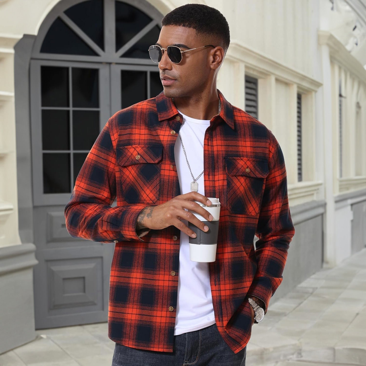 Men's Lightweight Flannel Shirt Jacket