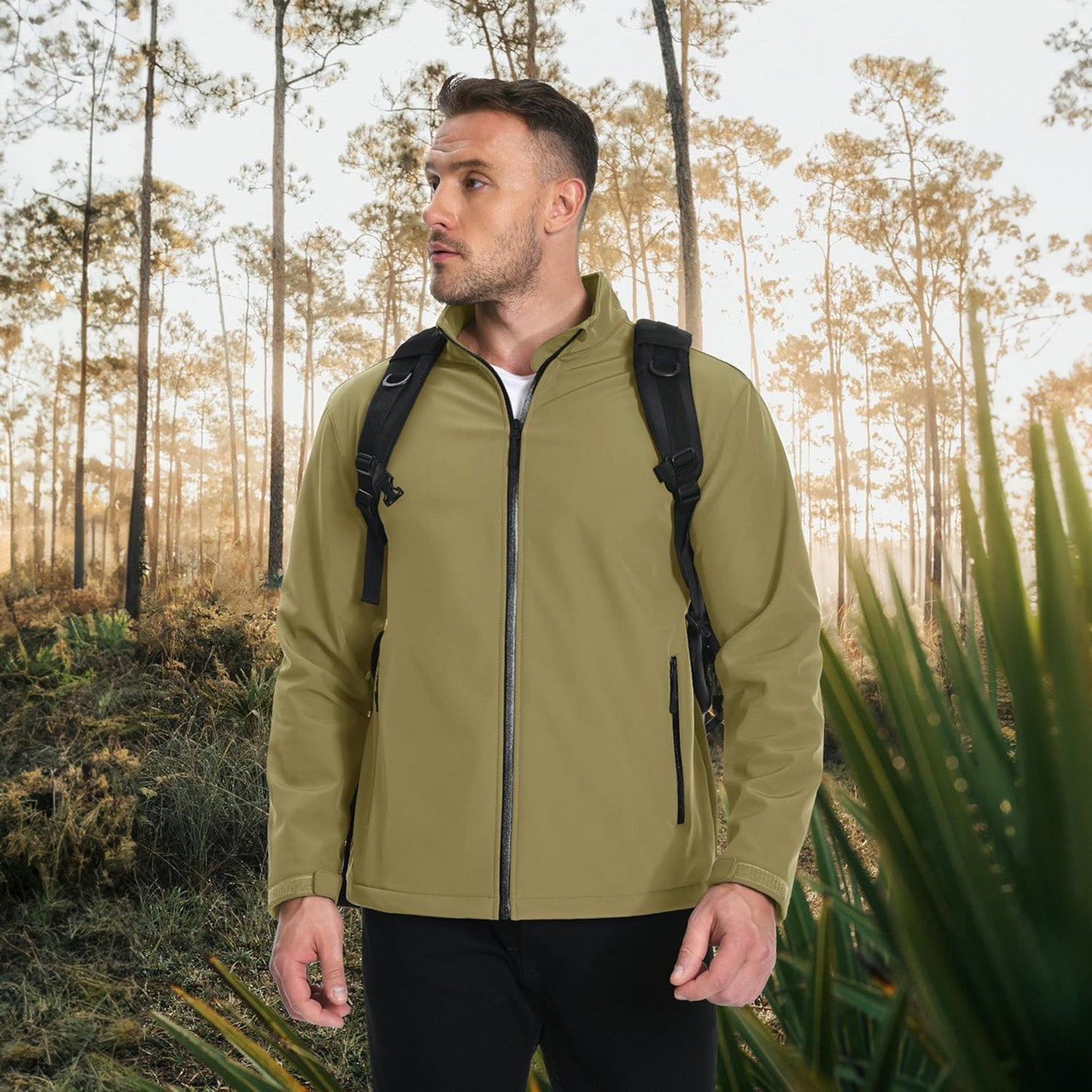 Men's Fleece-Lined Softshell Jacket, Waterproof & Windproof