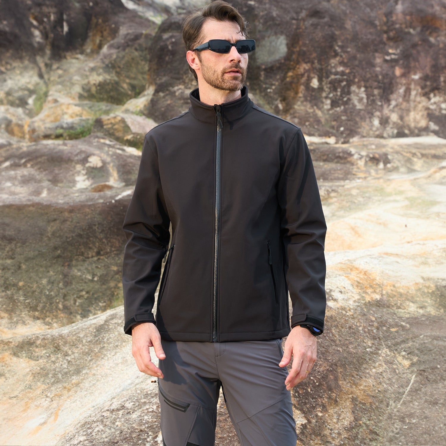 Men's Fleece-Lined Softshell Jacket, Waterproof & Windproof