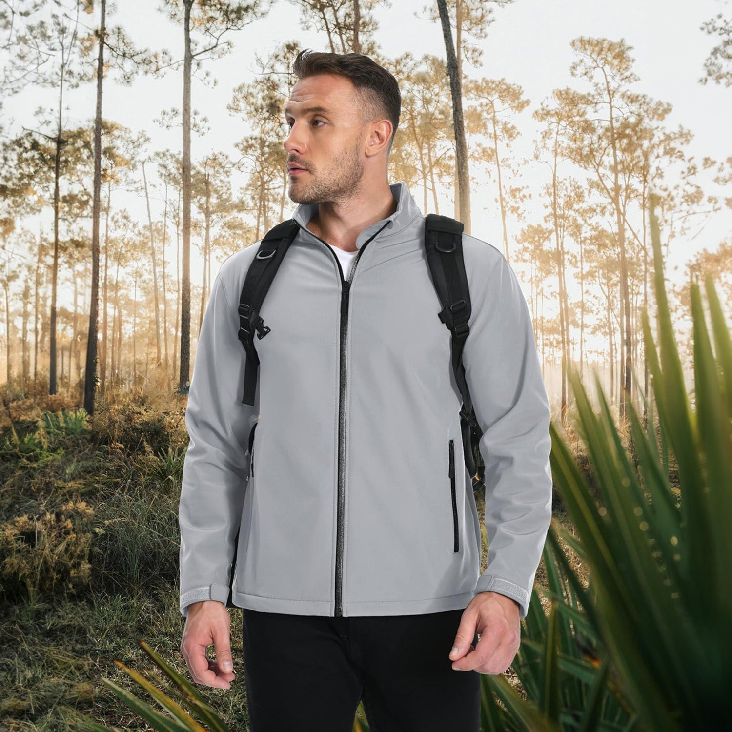Men's Fleece-Lined Softshell Jacket, Waterproof & Windproof