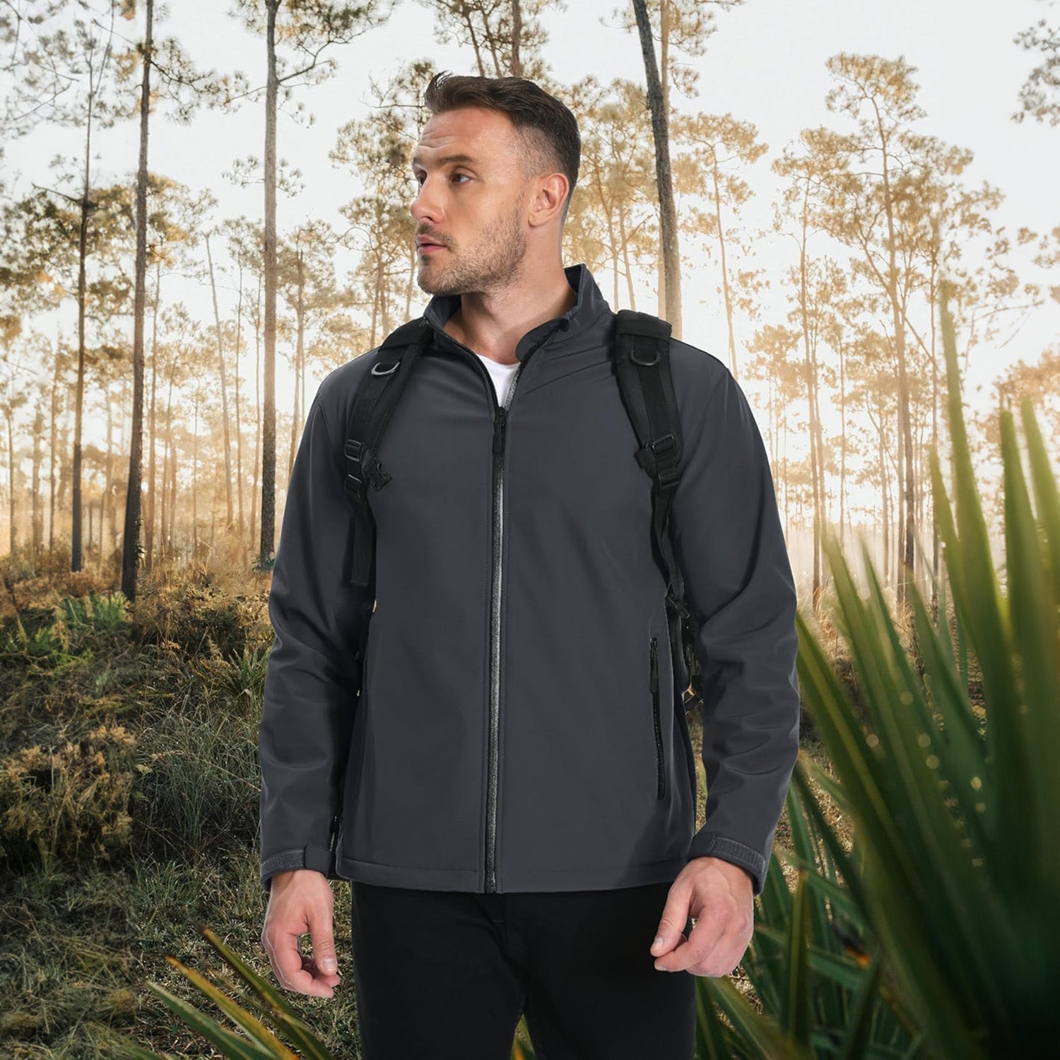 Men's Fleece-Lined Softshell Jacket, Waterproof & Windproof