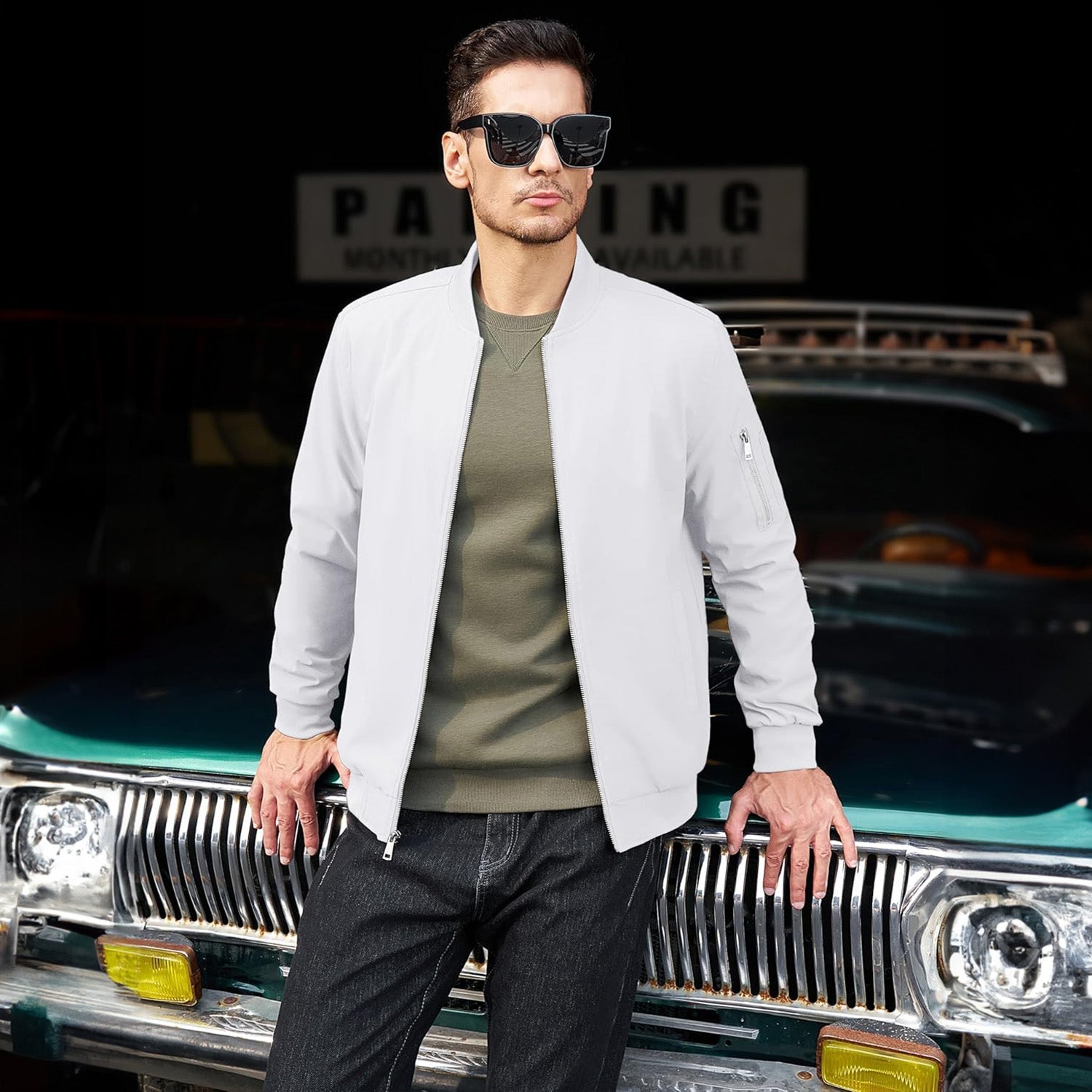 Men's Lightweight Zip-Up Bomber Jacket - Casual Windbreaker