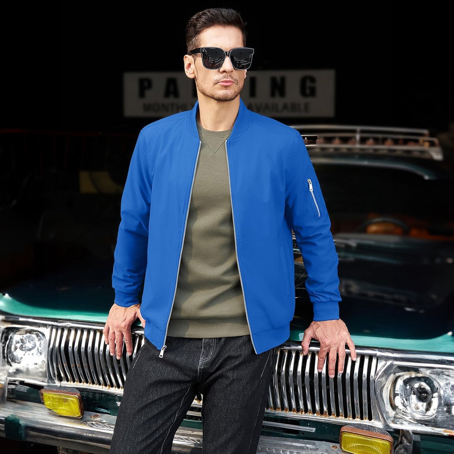 Men's Lightweight Zip-Up Bomber Jacket - Casual Windbreaker