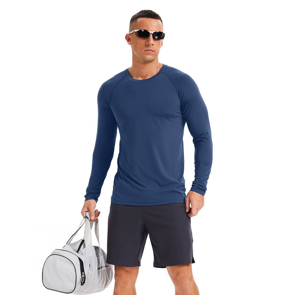 Men's Long Sleeve Rash Guard UPF 50+ Athletic Swim Shirt