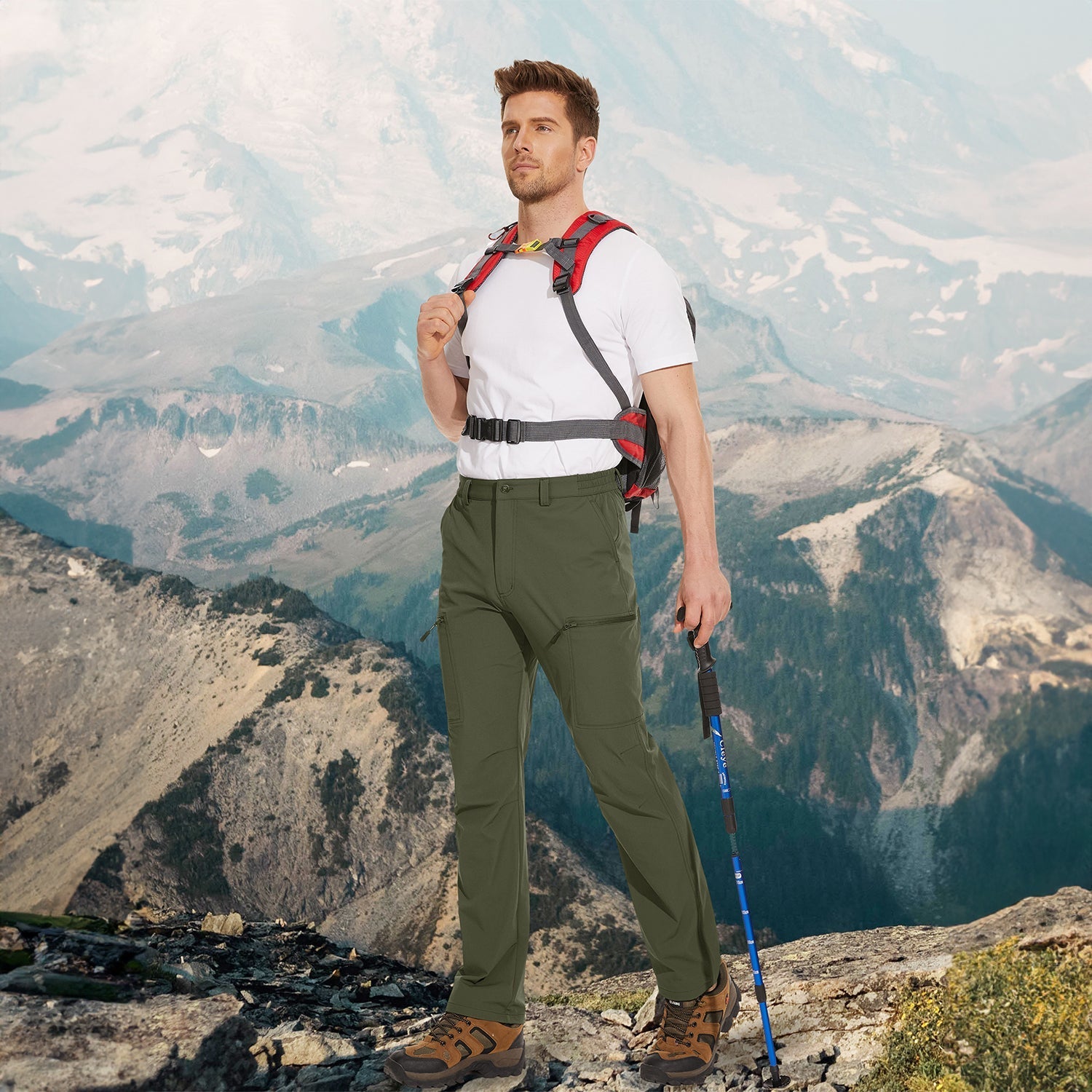 Men's Pants Water Resistant Stretch Straight Leg Cargo Pant
