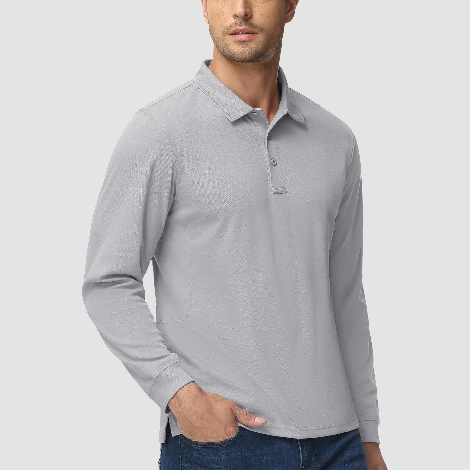 Men's Quick Dry Tactical Polo - Long Sleeve Performance Shirt