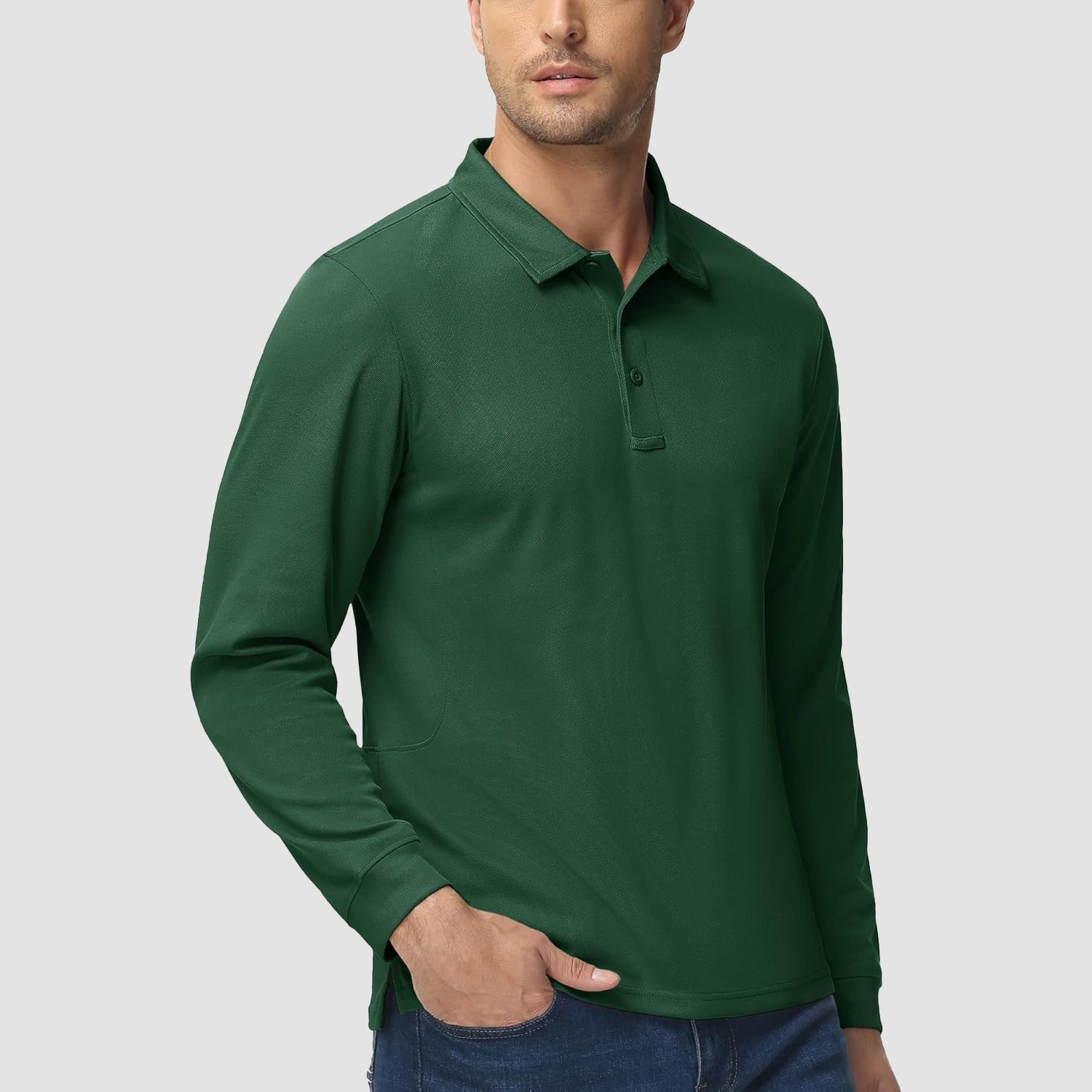 Men's Quick Dry Tactical Polo - Long Sleeve Performance Shirt