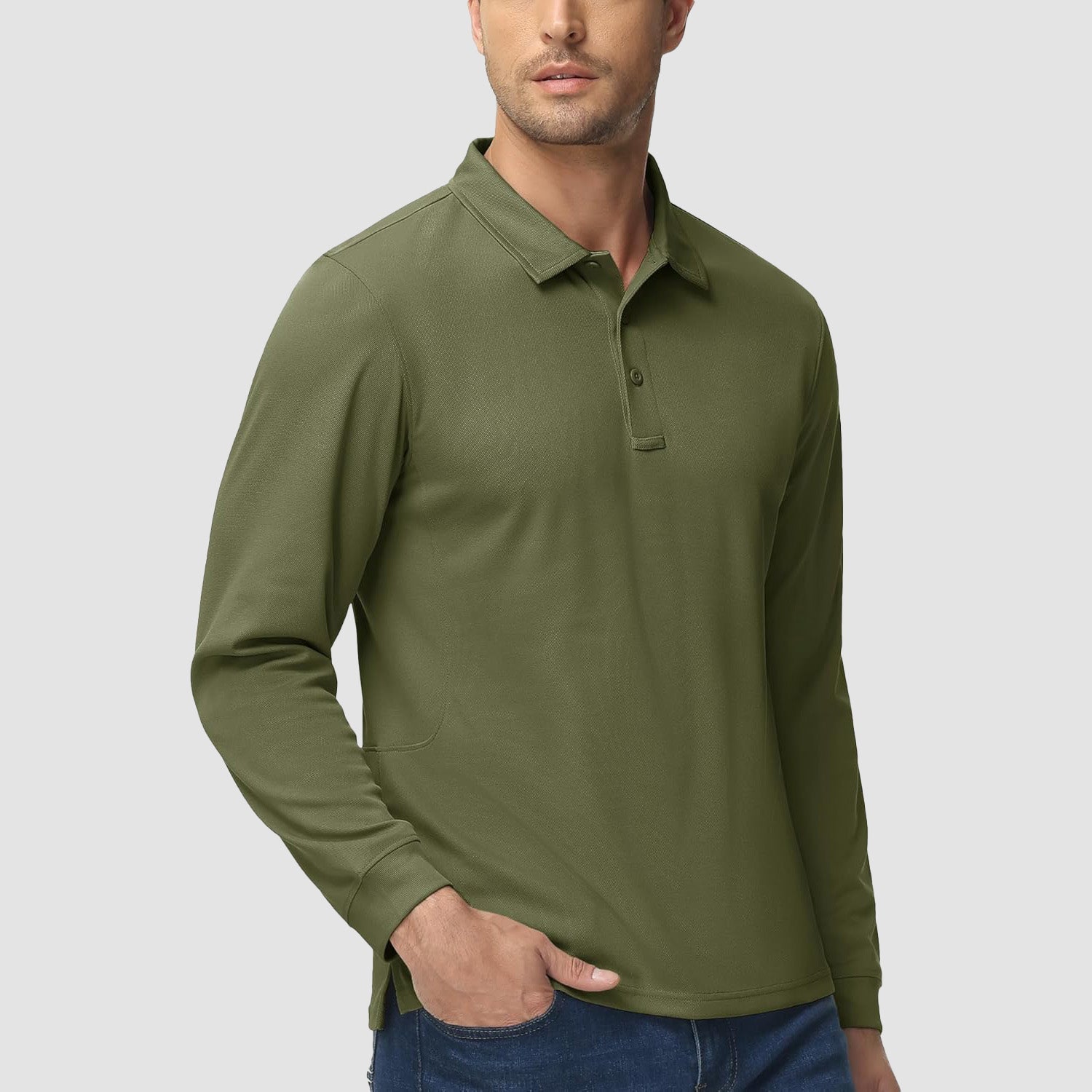 Men's Quick Dry Tactical Polo - Long Sleeve Performance Shirt