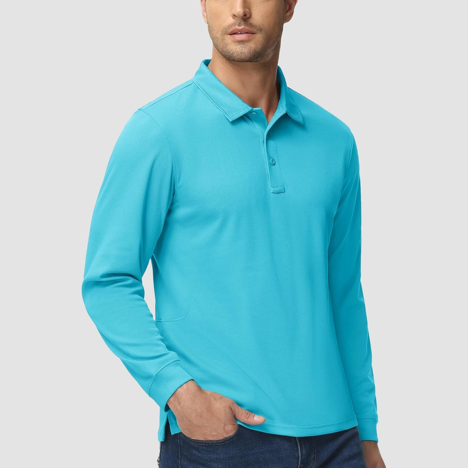 Men's Quick Dry Tactical Polo - Long Sleeve Performance Shirt