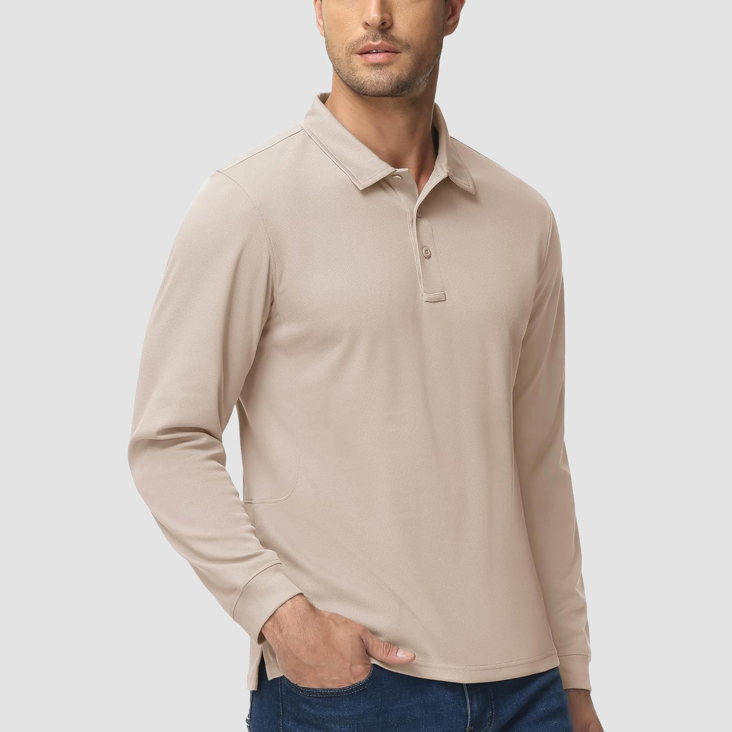 Men's Quick Dry Tactical Polo - Long Sleeve Performance Shirt