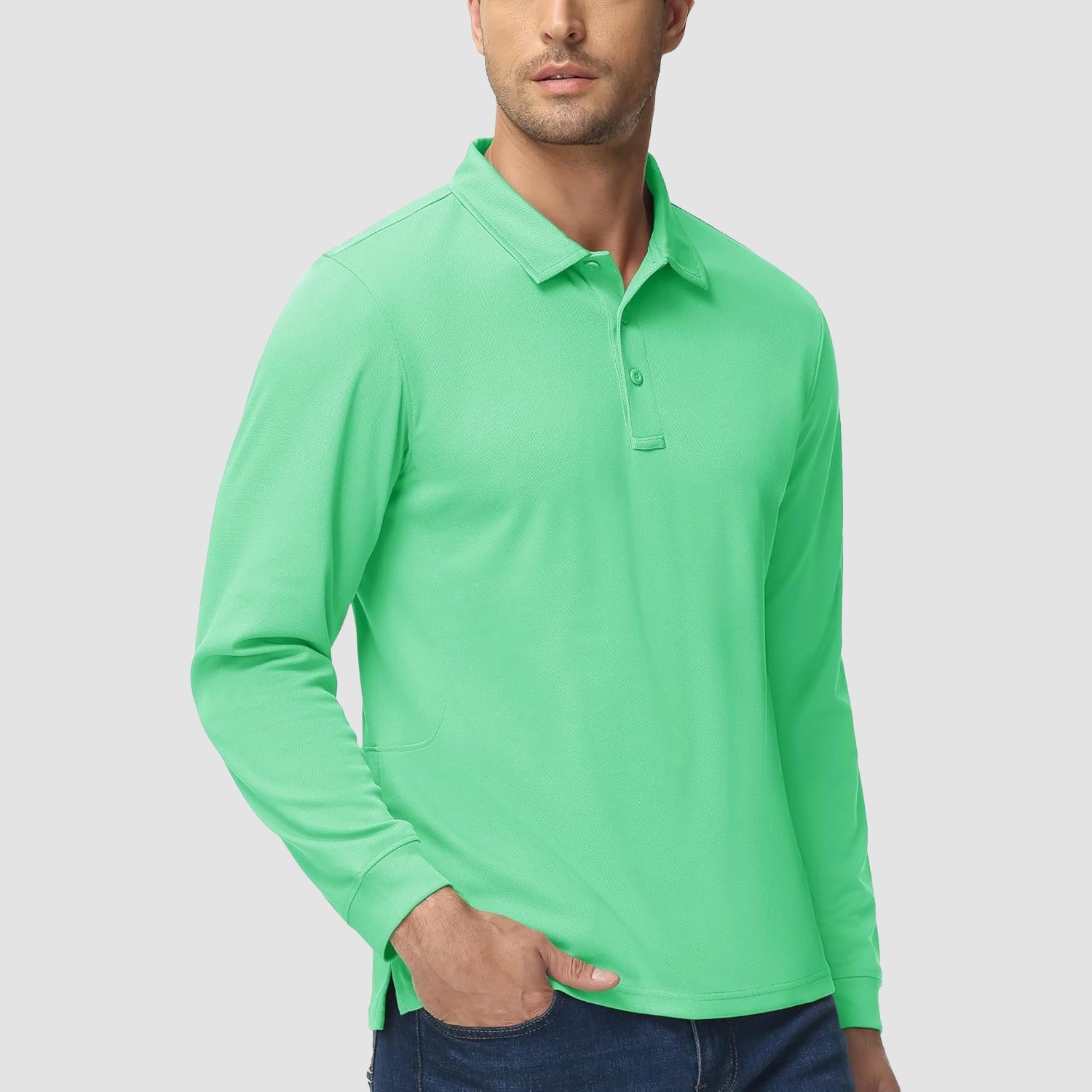 Men's Quick Dry Tactical Polo - Long Sleeve Performance Shirt