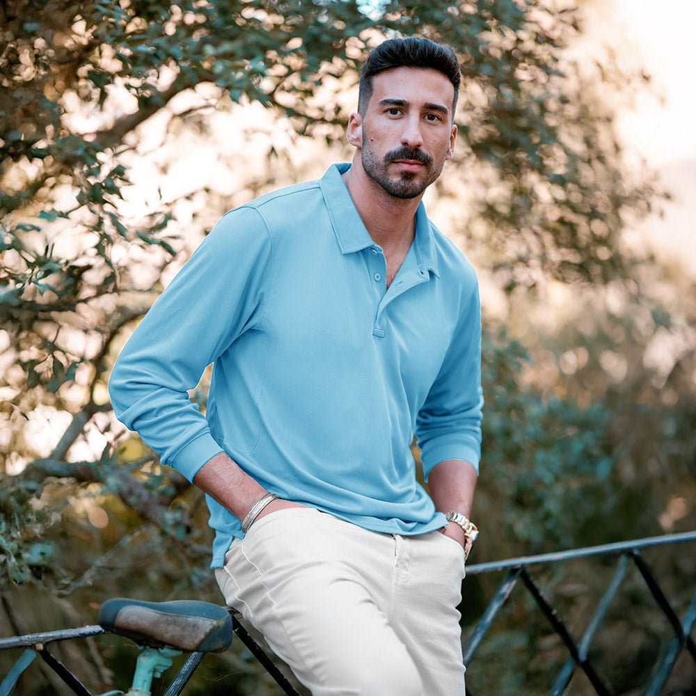 Men's Quick Dry Tactical Polo - Long Sleeve Performance Shirt