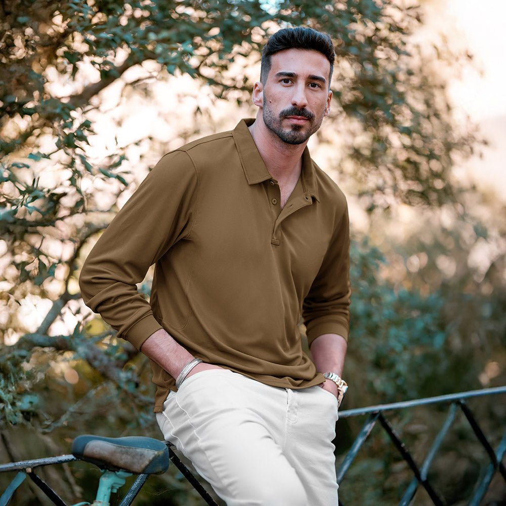 Men's Quick Dry Tactical Polo - Long Sleeve Performance Shirt