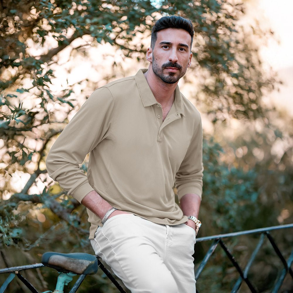 Men's Quick Dry Tactical Polo - Long Sleeve Performance Shirt