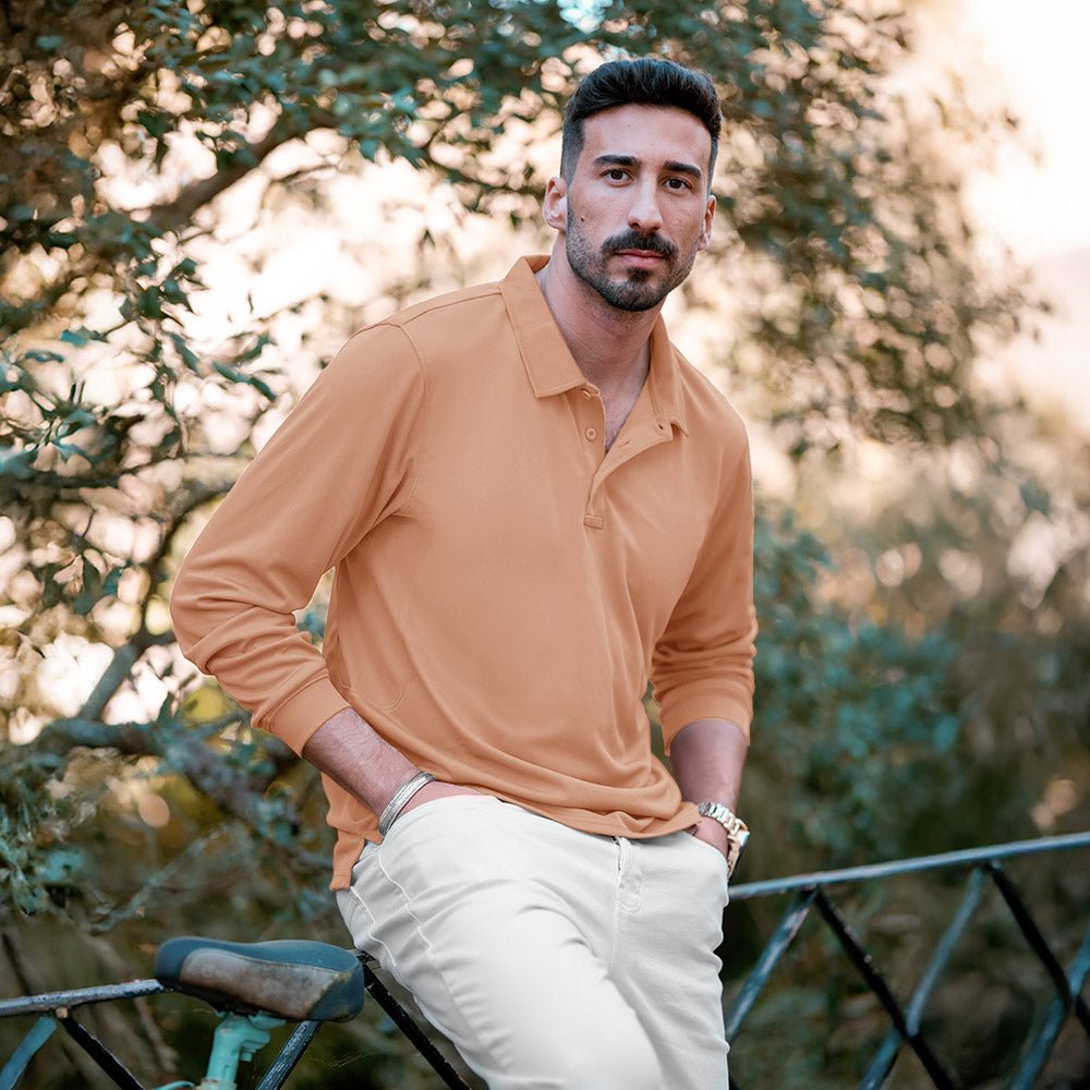 Men's Quick Dry Tactical Polo - Long Sleeve Performance Shirt