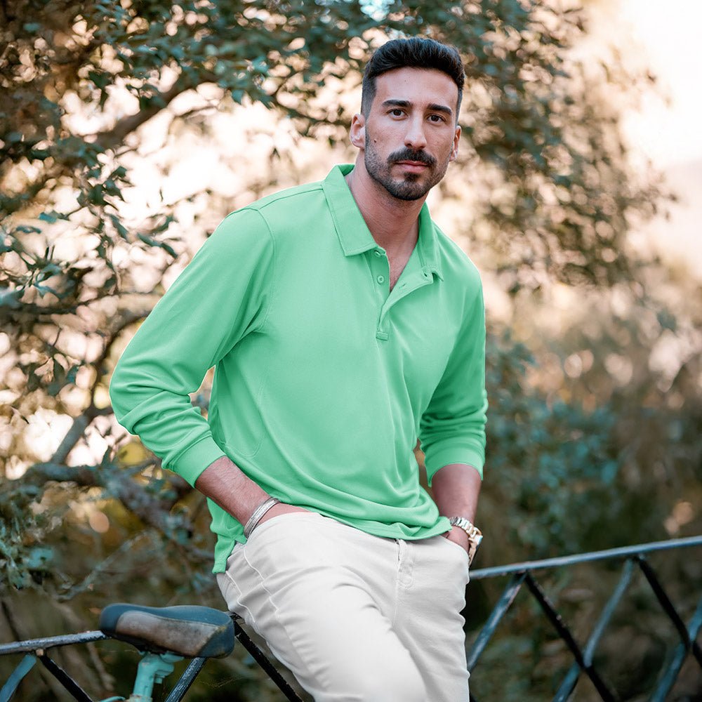 Men's Quick Dry Tactical Polo - Long Sleeve Performance Shirt