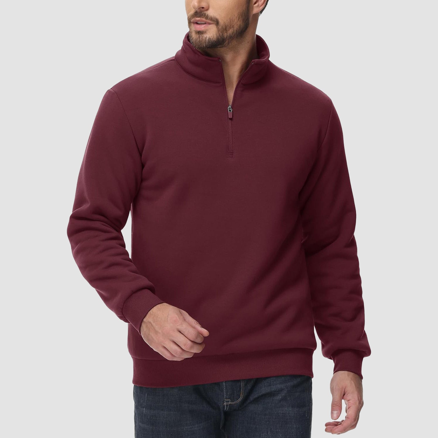 Men's Sherpa Lined Quarter Zip Fleece Pullover