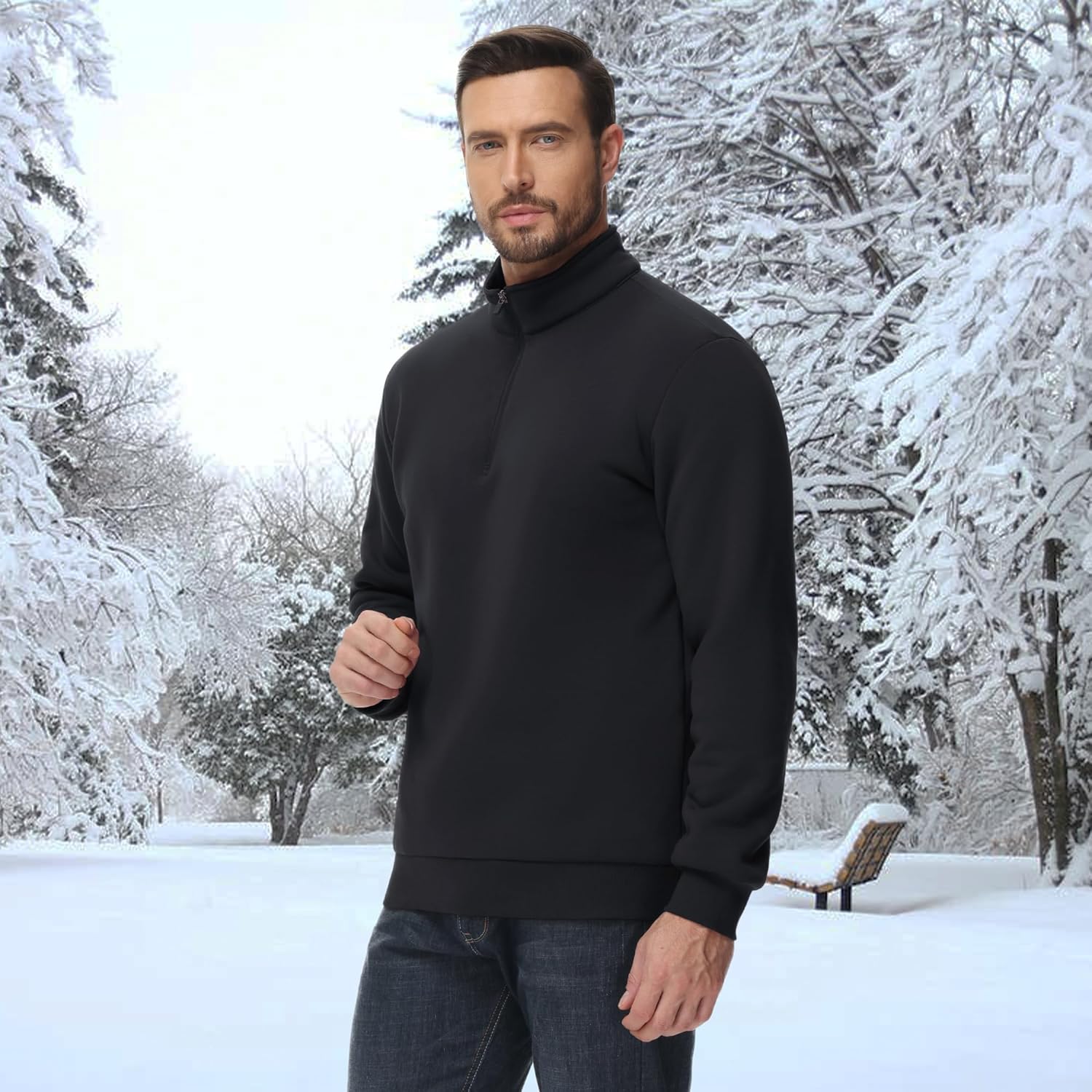 Men's Sherpa Lined Quarter Zip Fleece Pullover