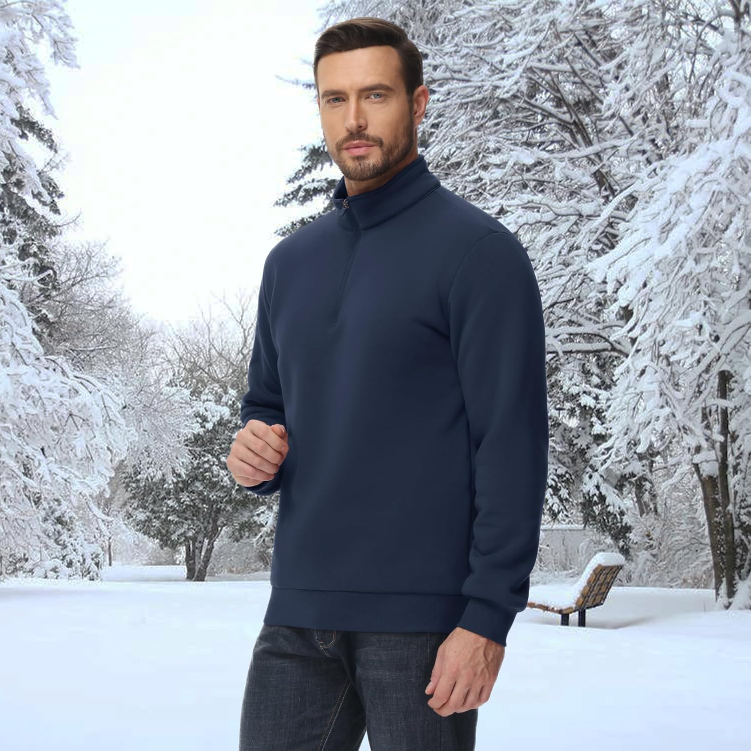 Men's Sherpa Lined Quarter Zip Fleece Pullover