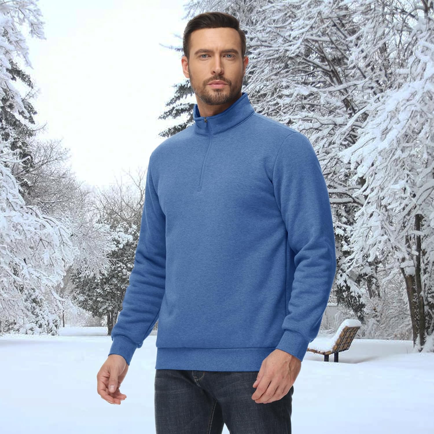 Men's Sherpa Lined Quarter Zip Fleece Pullover