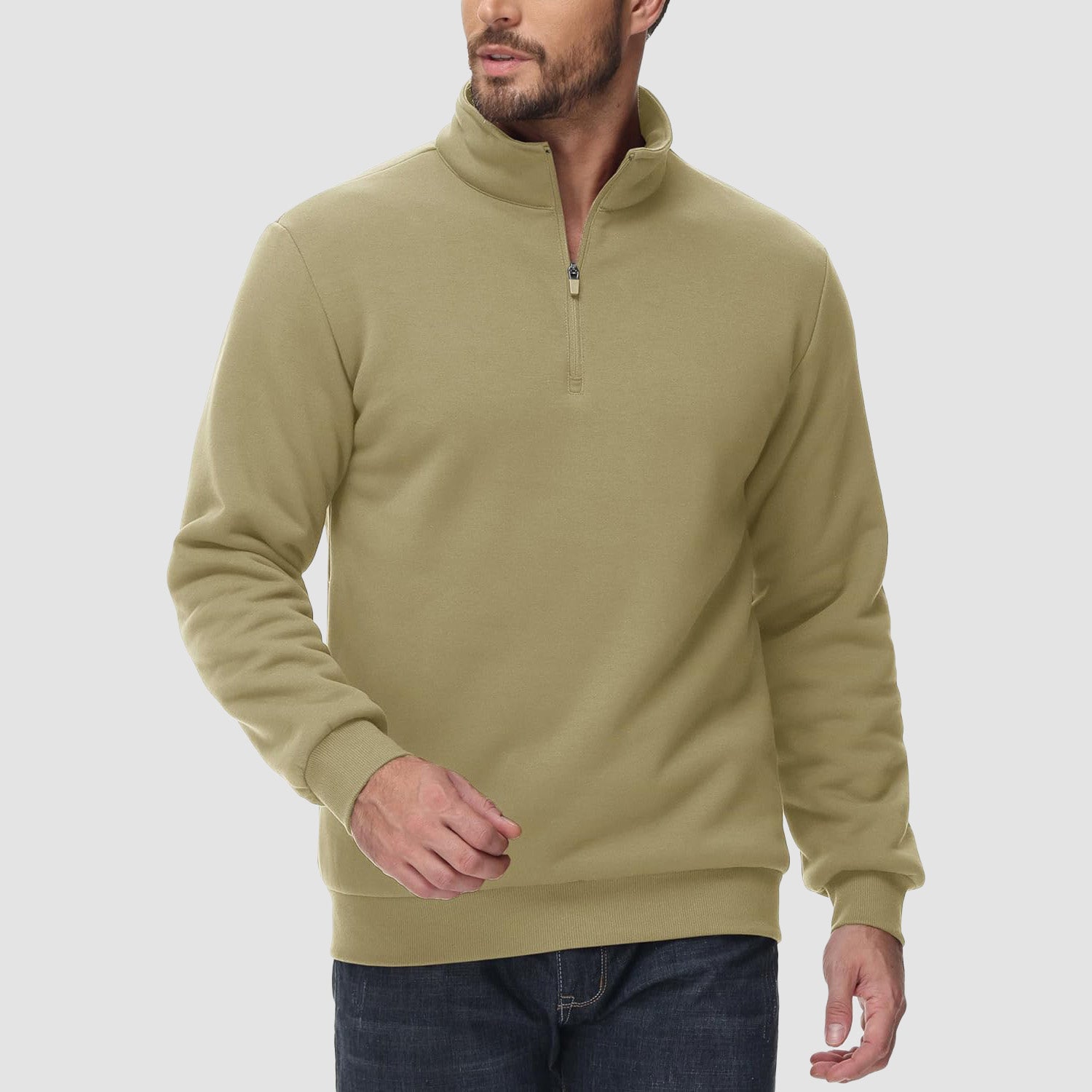 Men's Sherpa Lined Quarter Zip Fleece Pullover