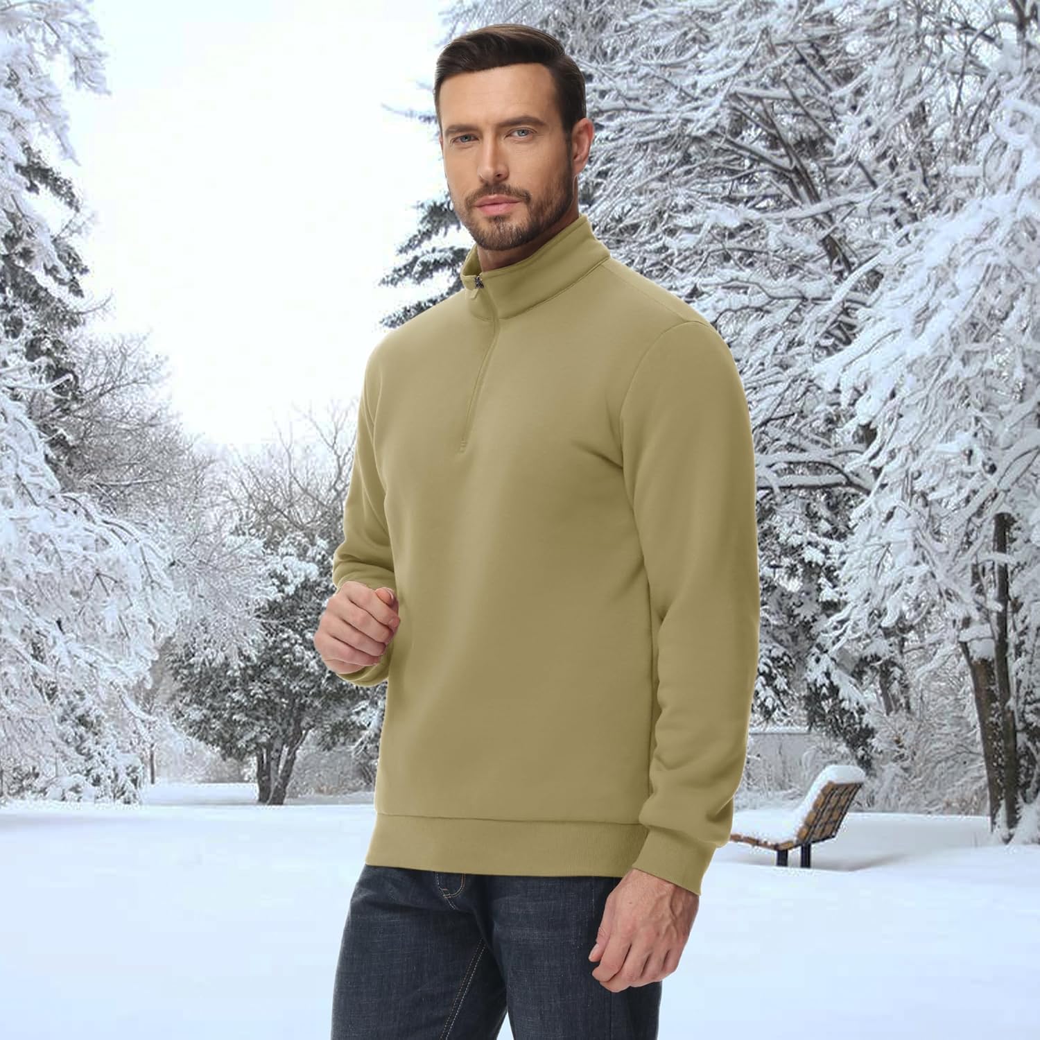 Men's Sherpa Lined Quarter Zip Fleece Pullover