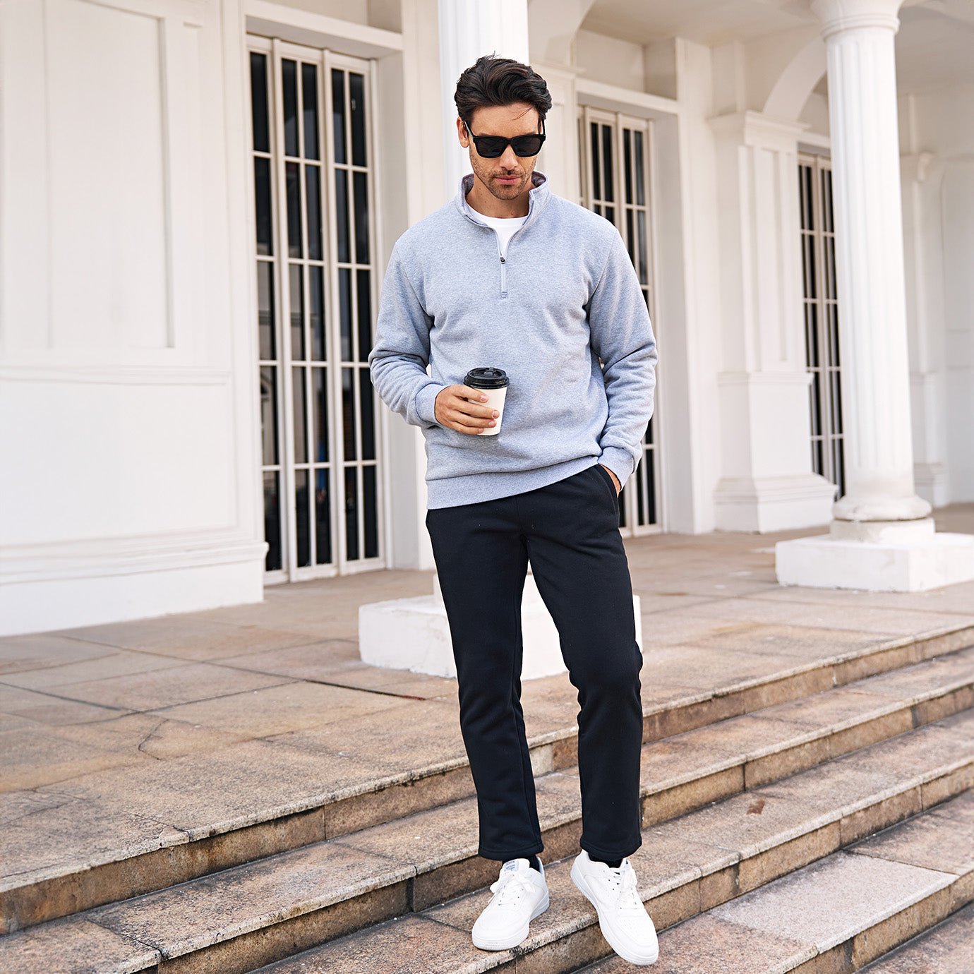Men's Sherpa Lined Quarter Zip Fleece Pullover