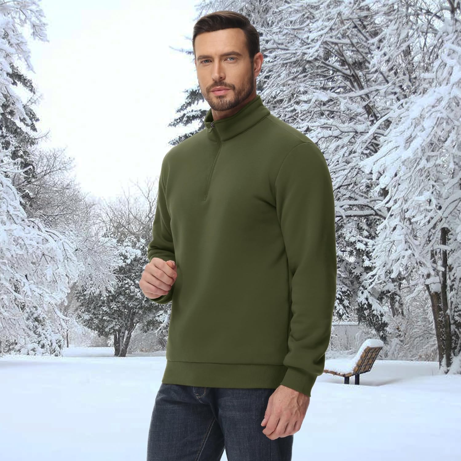 Men's Sherpa Lined Quarter Zip Fleece Pullover