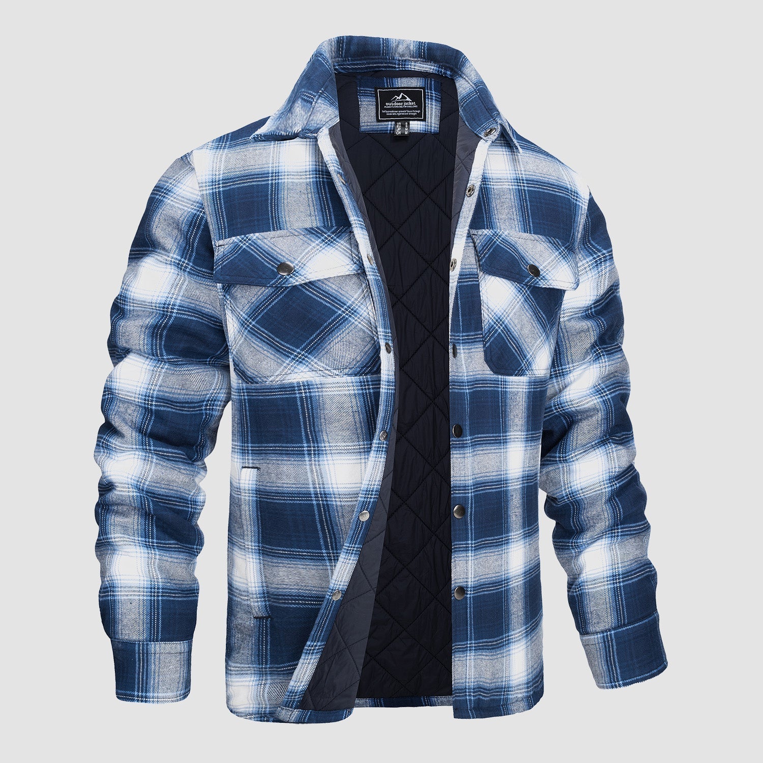 Men's Quilted Flannel Jacket - Warm Winter Padded Shirt
