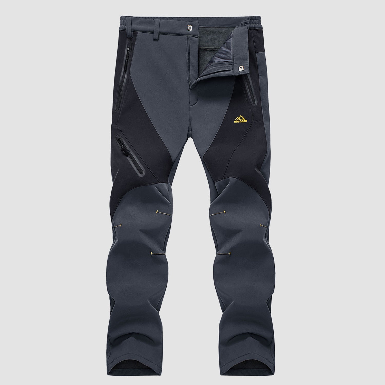 Men's Fleece-Lined Waterproof Snow Pants with Zip Pockets