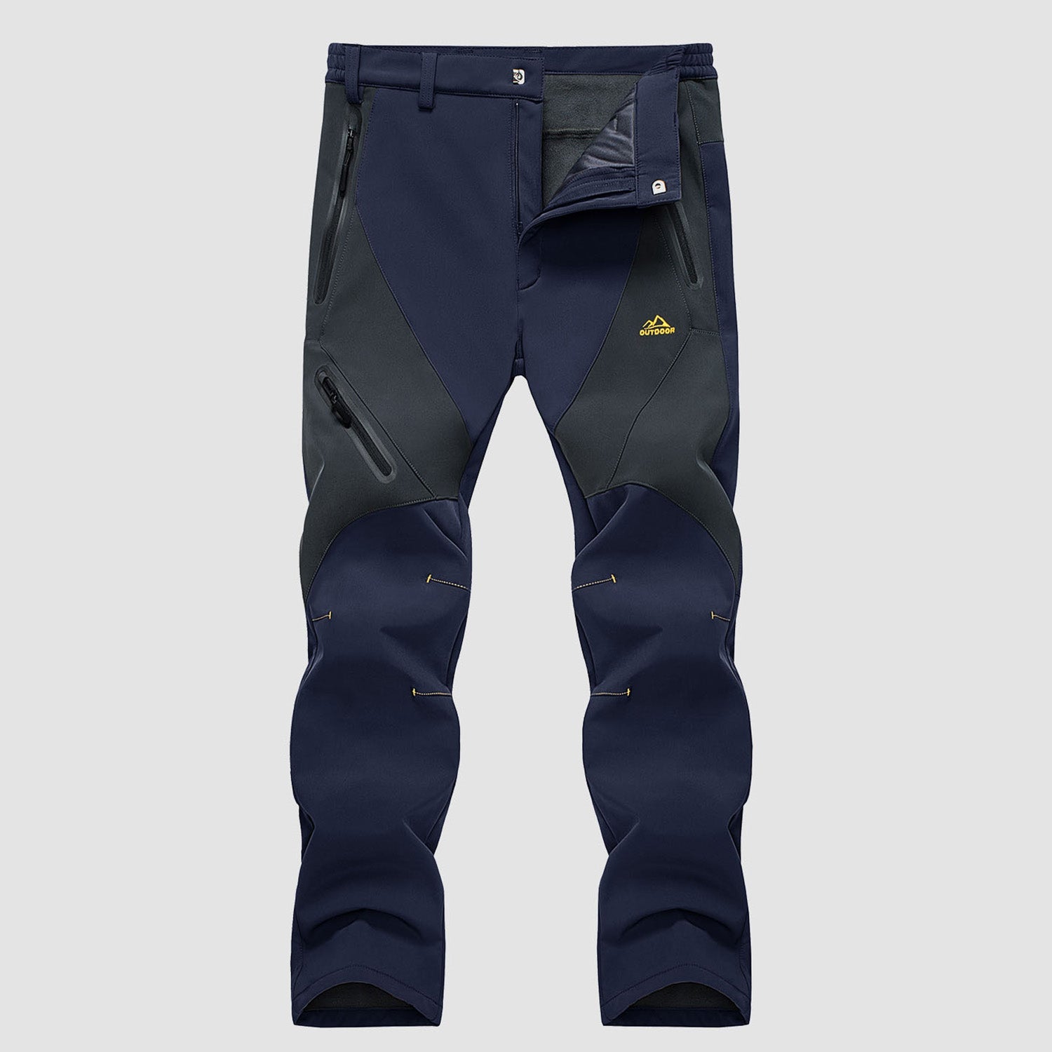 Men's Fleece-Lined Waterproof Snow Pants with Zip Pockets