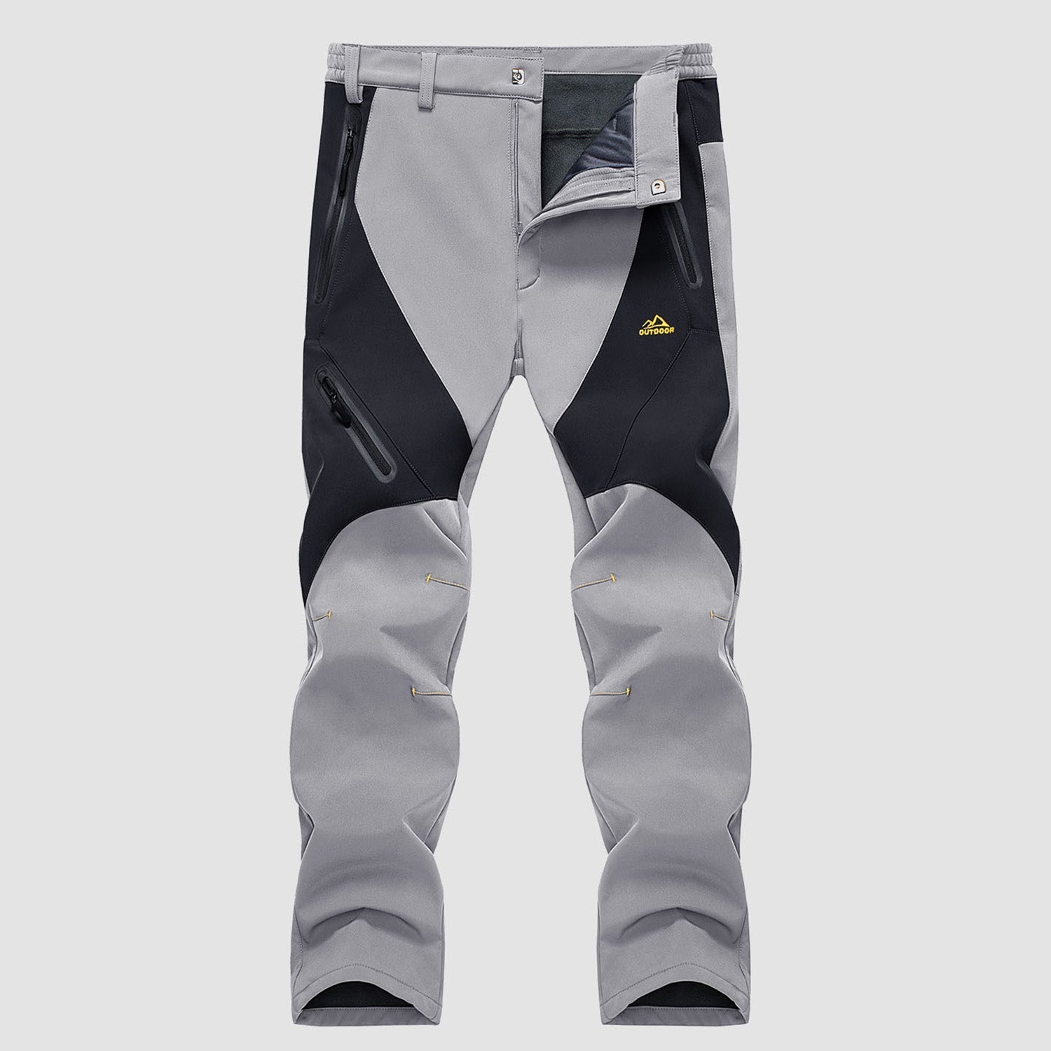 Men's Fleece-Lined Waterproof Snow Pants with Zip Pockets