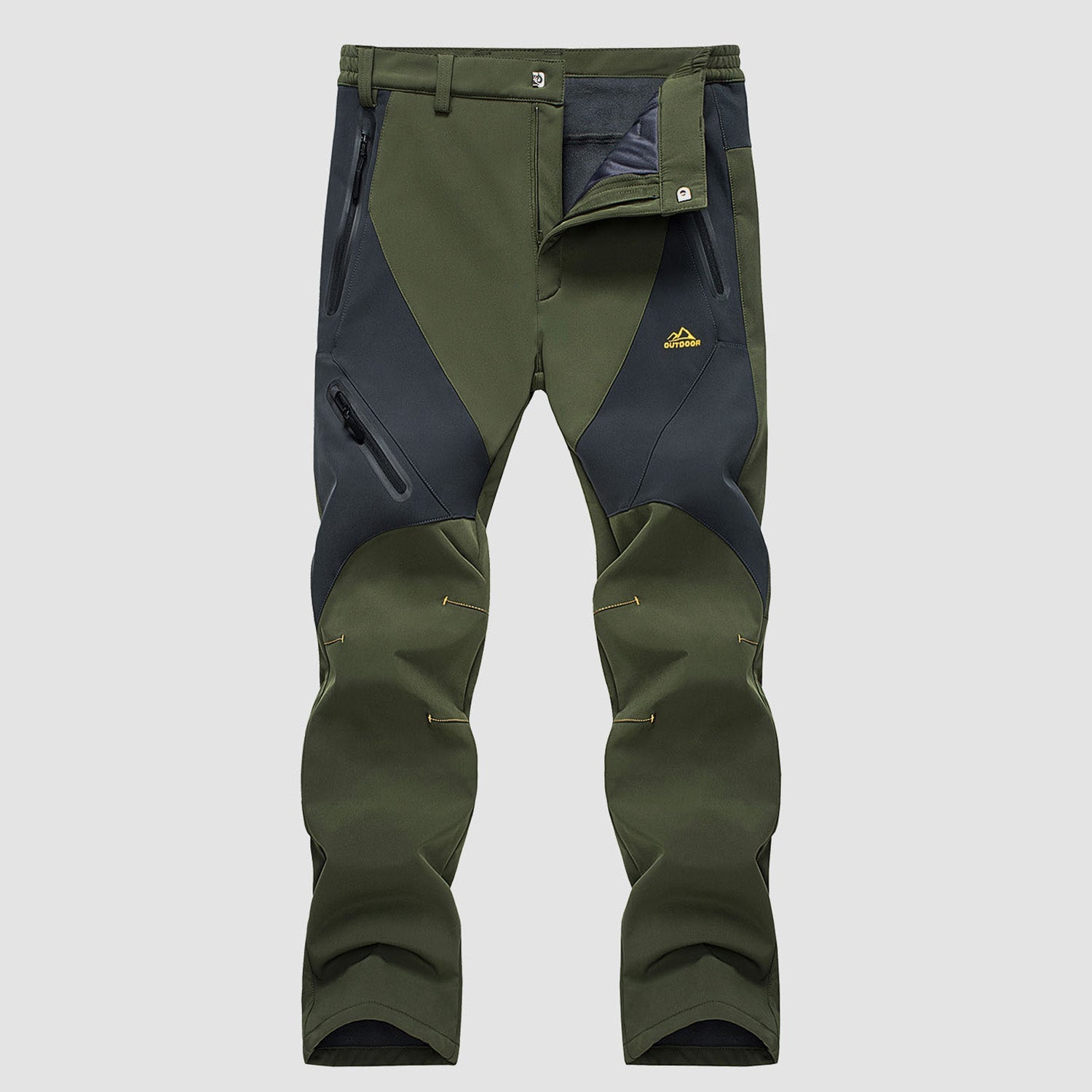 Men's Fleece-Lined Waterproof Snow Pants with Zip Pockets